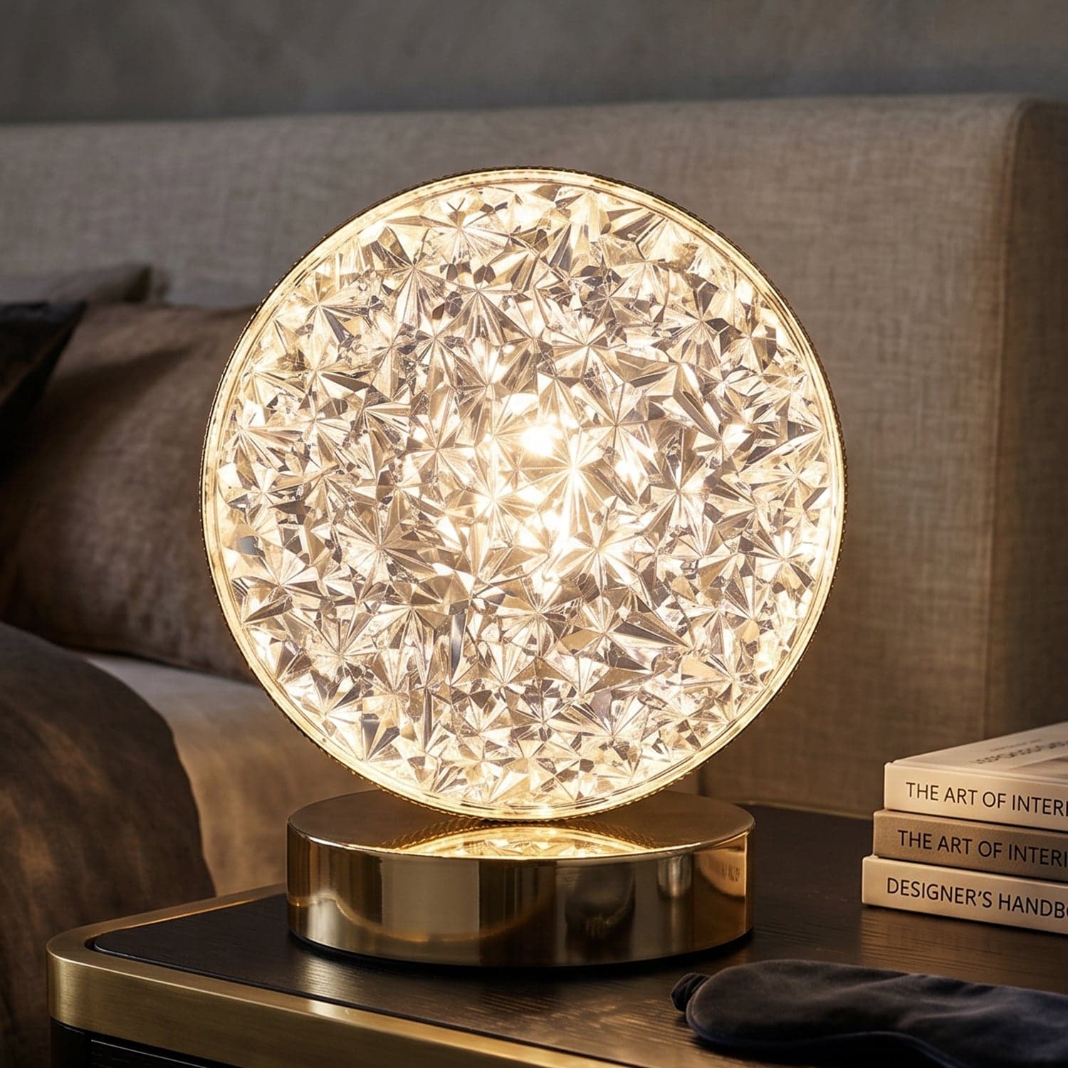 Round Crystal LED Table Lamp the Dimmable Touch & USB Rechargeable thumbnail 3