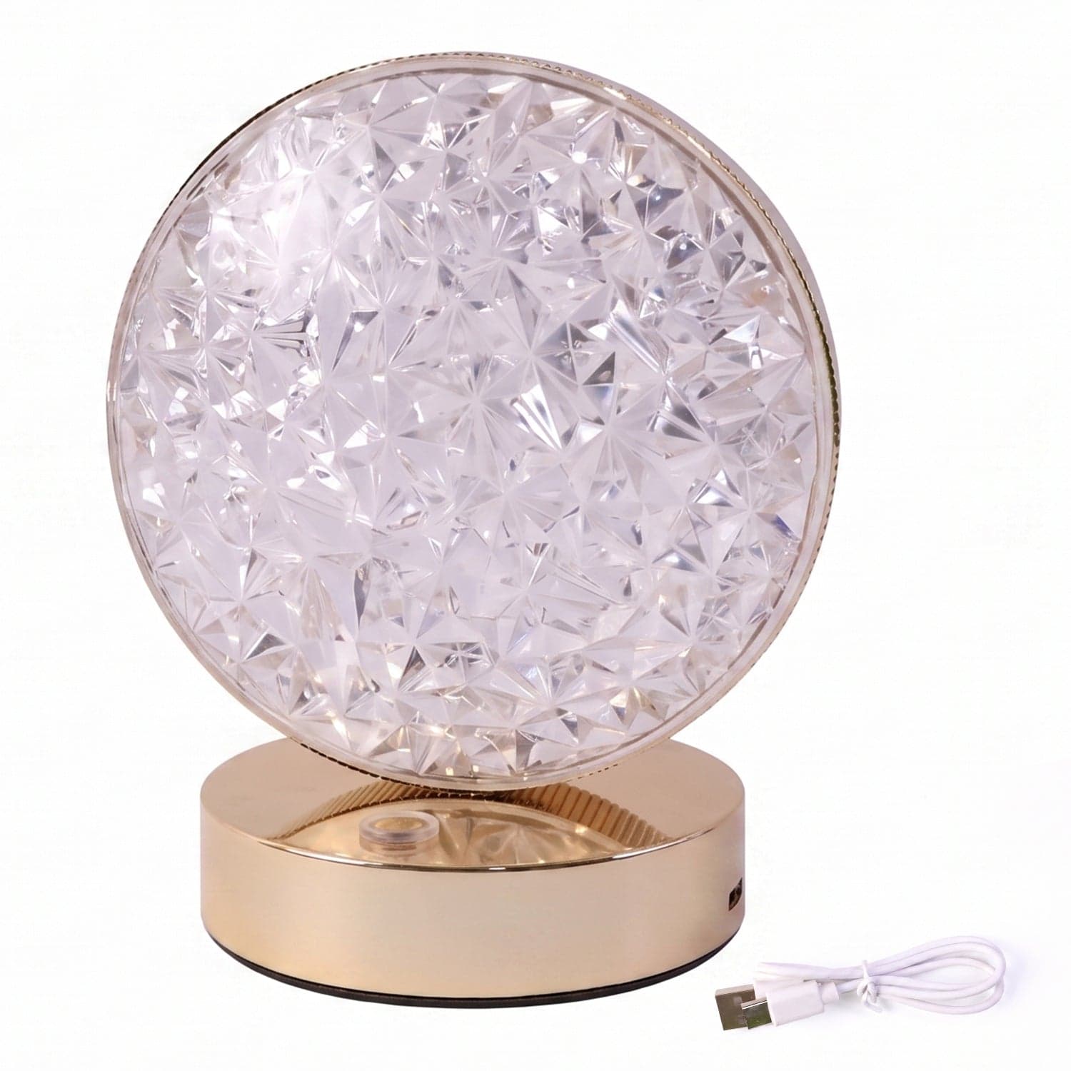 Round Crystal LED Table Lamp the Dimmable Touch & USB Rechargeable thumbnail 5
