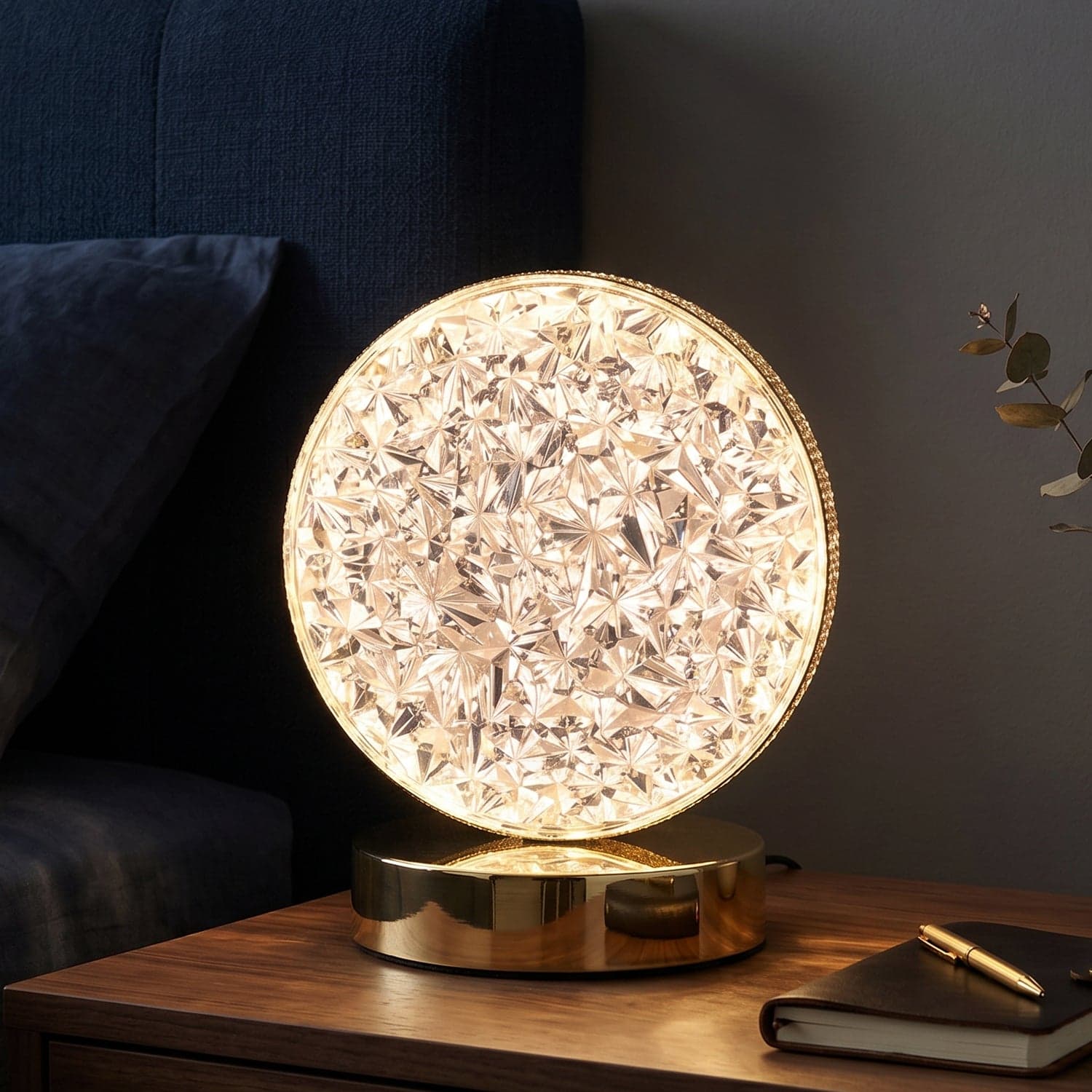 Round Crystal LED Table Lamp the Dimmable Touch & USB Rechargeable thumbnail 7