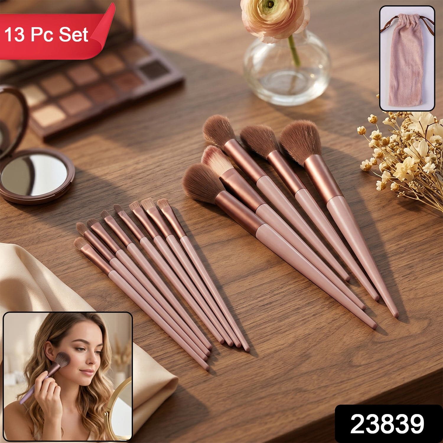 Professional Makeup Brush Set the Complete 13-Piece Collection with Pouch thumbnail 2