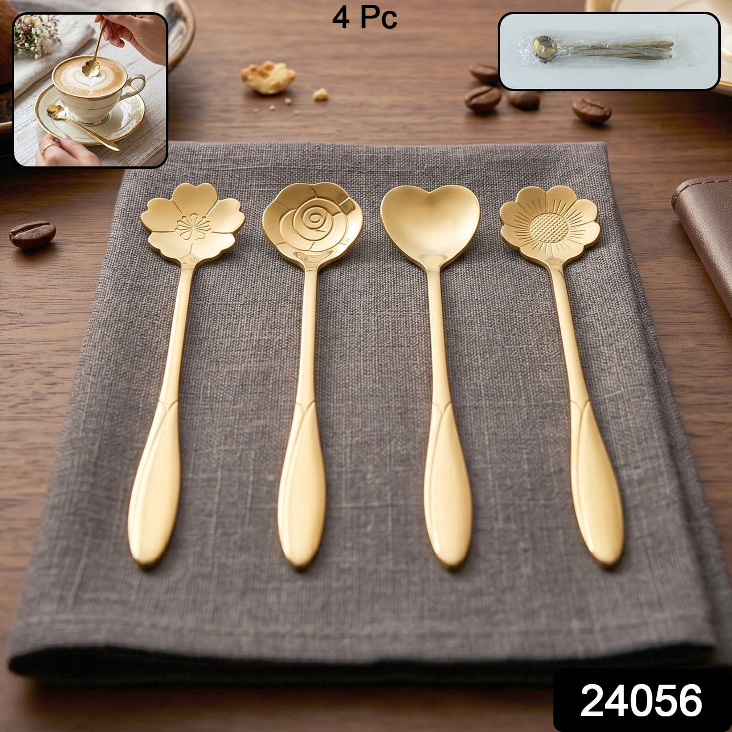 Mini Golden Serving Spoon Set the Elegant Stainless Steel Design thumbnail 2
