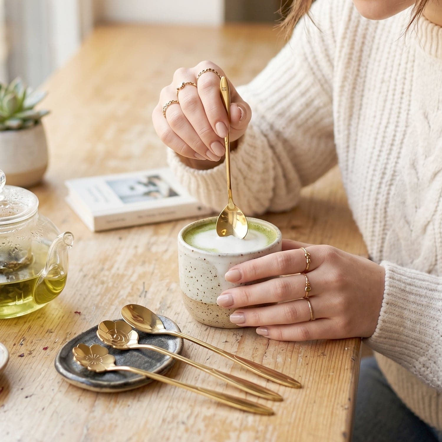 Mini Golden Serving Spoon Set the Elegant Stainless Steel Design thumbnail 3