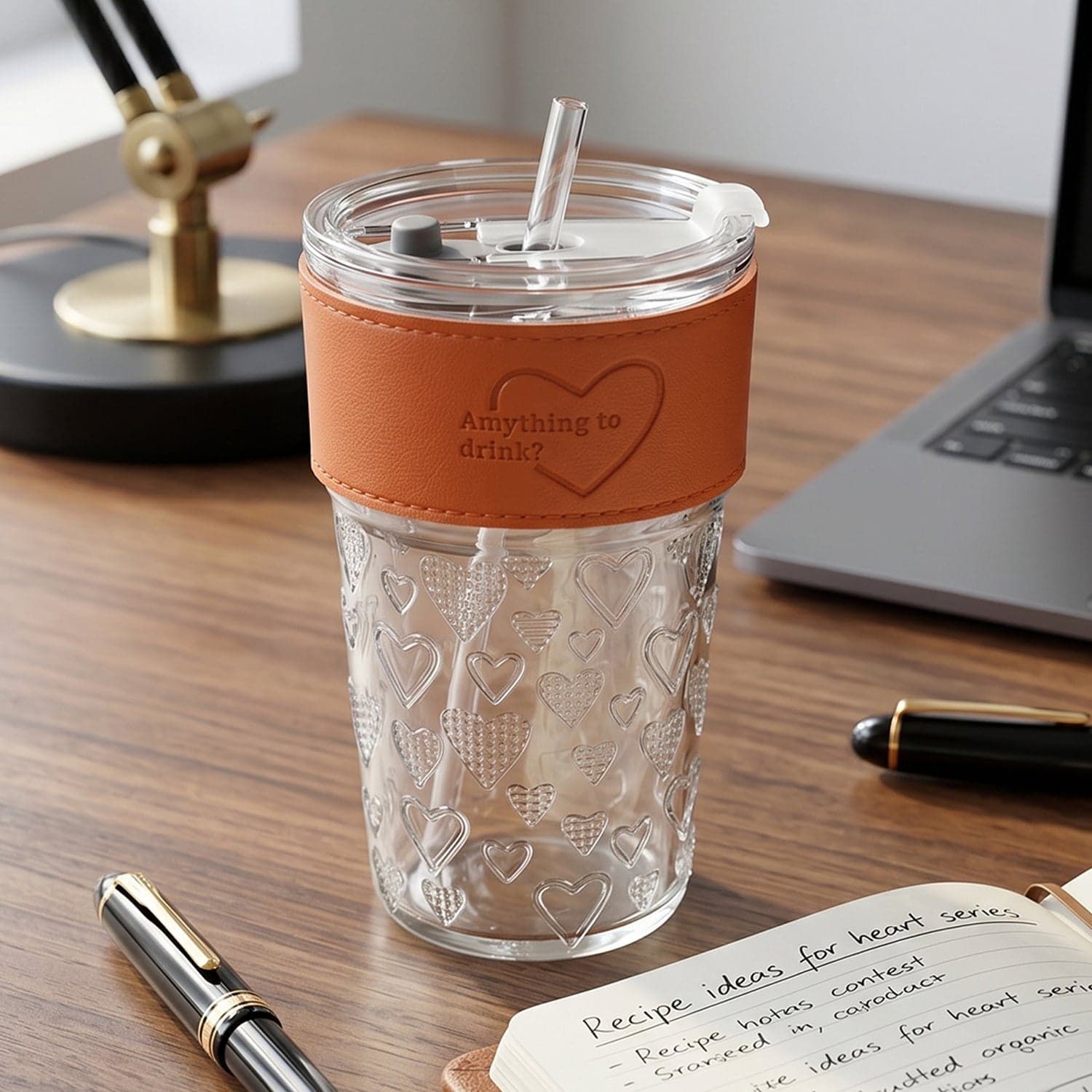 Glass Drinking Tumbler the Spill-Resistant Lid & Elegant Design thumbnail 4