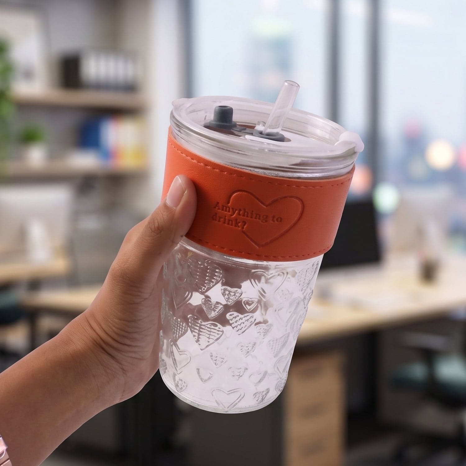 Glass Drinking Tumbler the Spill-Resistant Lid & Elegant Design thumbnail 7