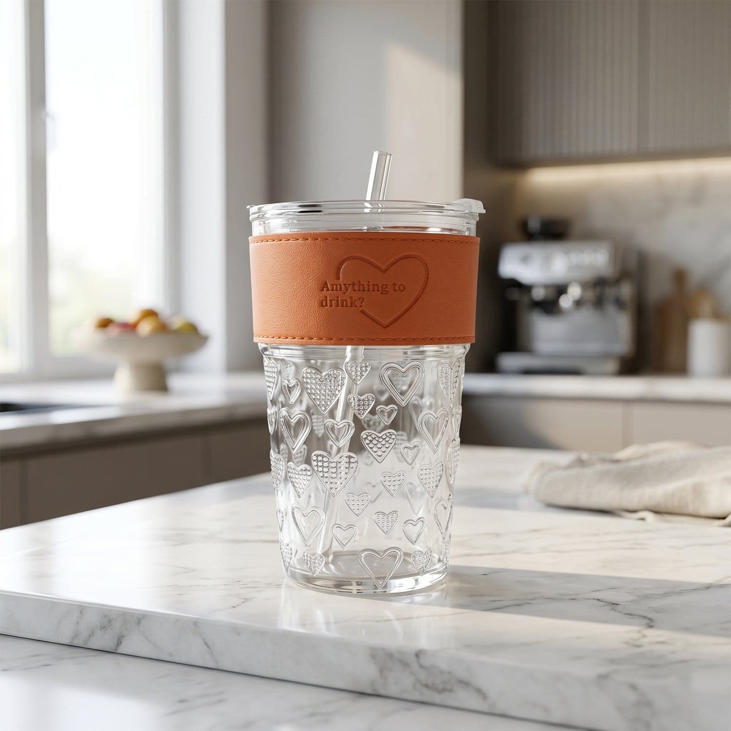 Glass Drinking Tumbler the Spill-Resistant Lid & Elegant Design thumbnail 8