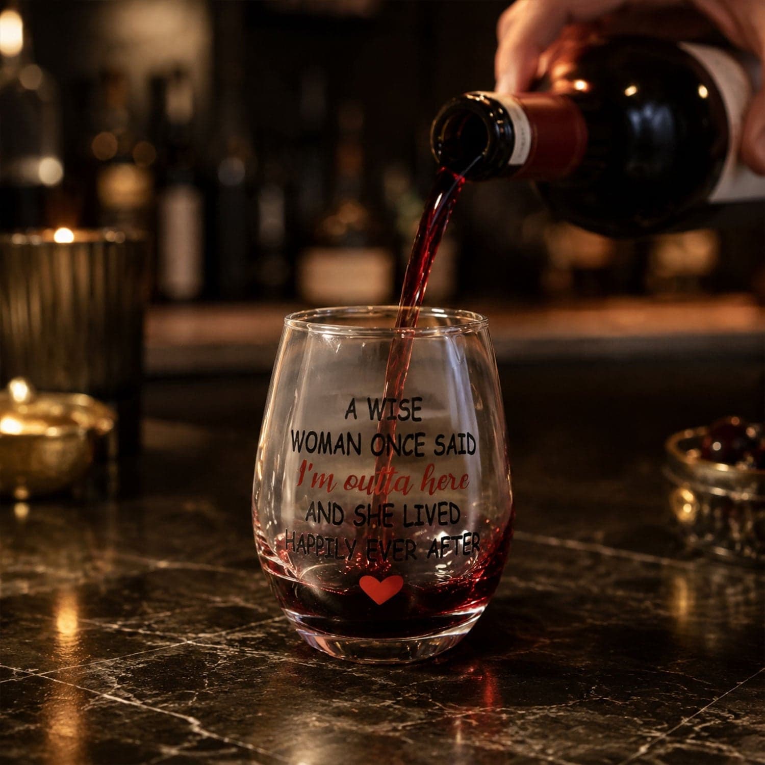 Printed Quote Stemless Glass Tumbler - Fun & Elegant Drinkware thumbnail 3