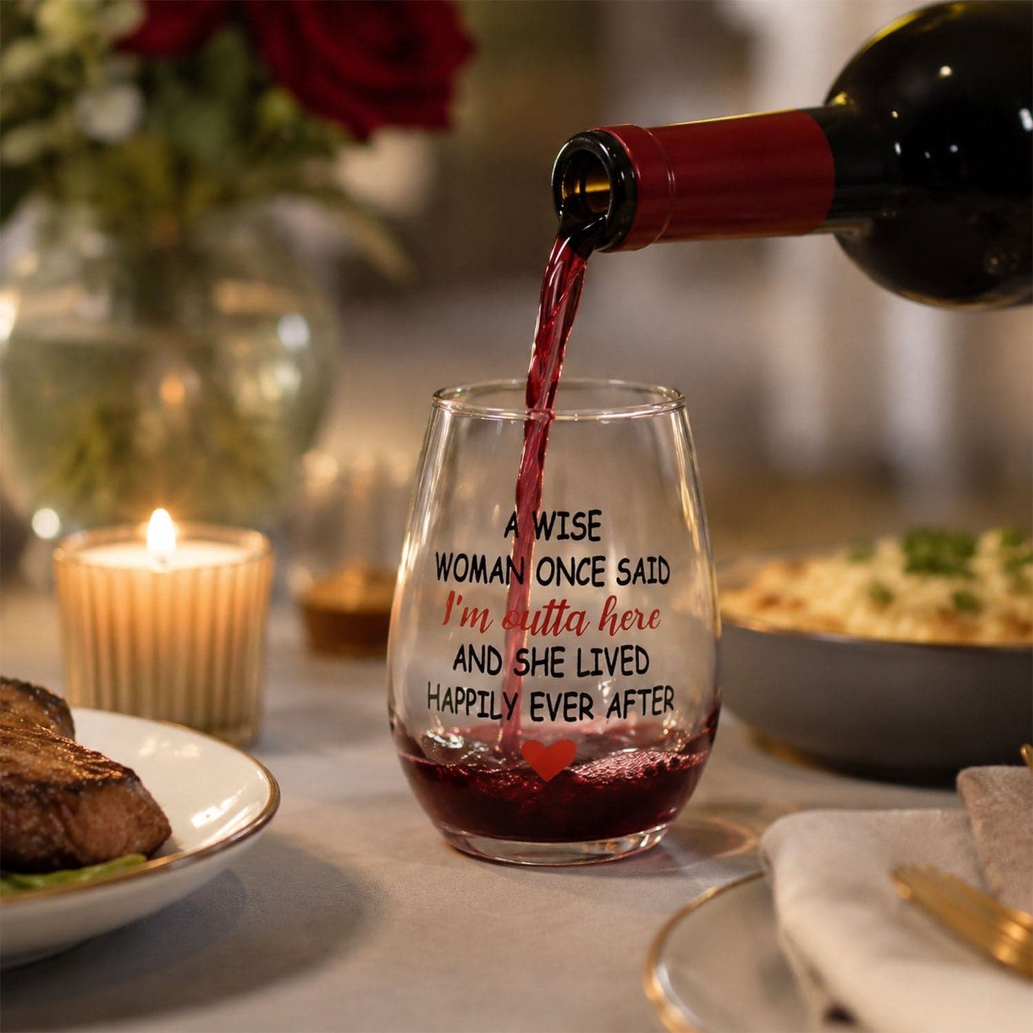 Printed Quote Stemless Glass Tumbler - Fun & Elegant Drinkware thumbnail 4