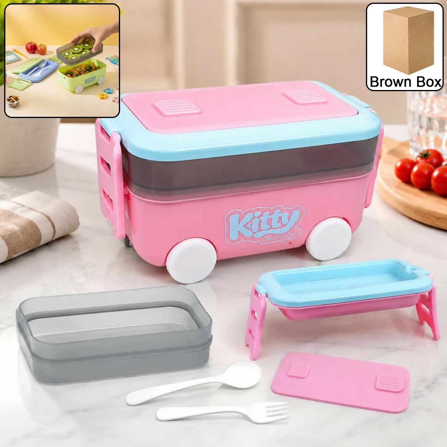 Kids Car Shape Lunch Box with Wheels the Fun and Leakproof Design