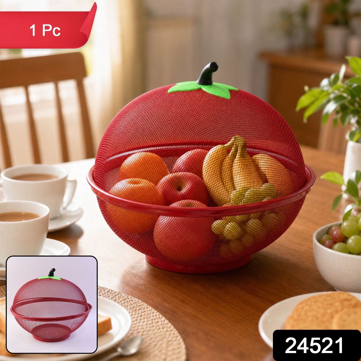 Apple Shaped Metal Net Fruit Basket the Stylish Kitchen Storage thumbnail 2