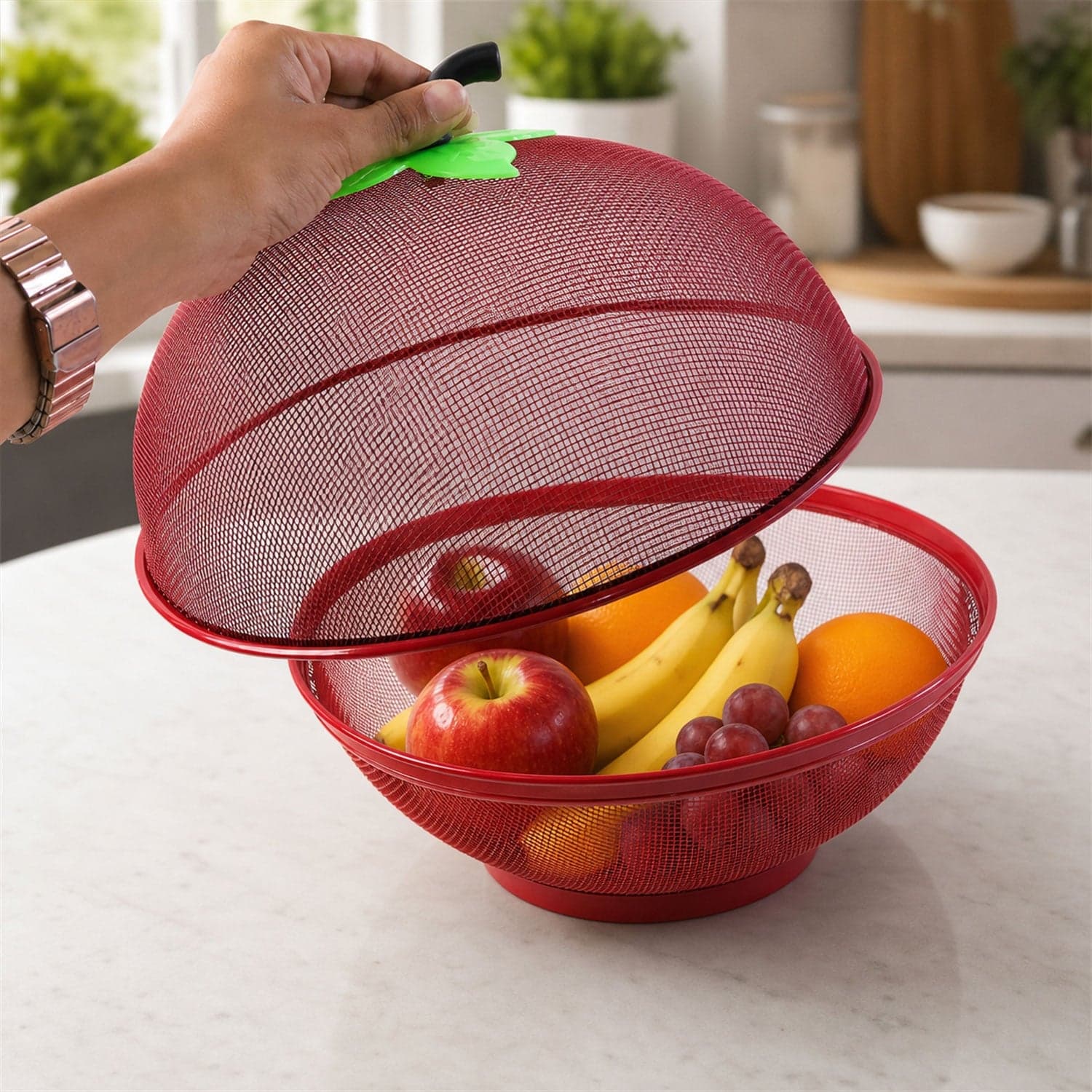 Apple Shaped Metal Net Fruit Basket the Stylish Kitchen Storage thumbnail 3
