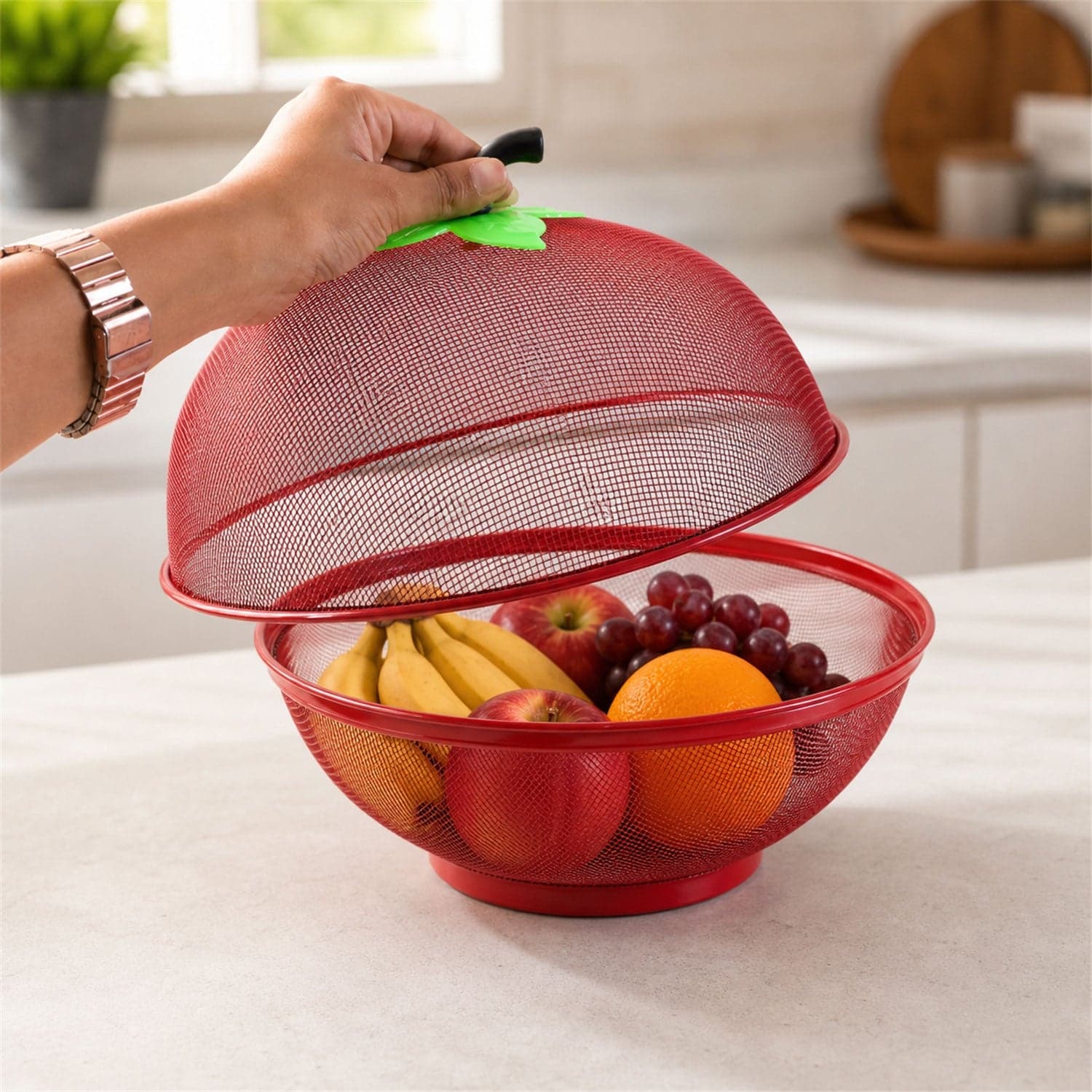 Apple Shaped Metal Net Fruit Basket the Stylish Kitchen Storage thumbnail 4