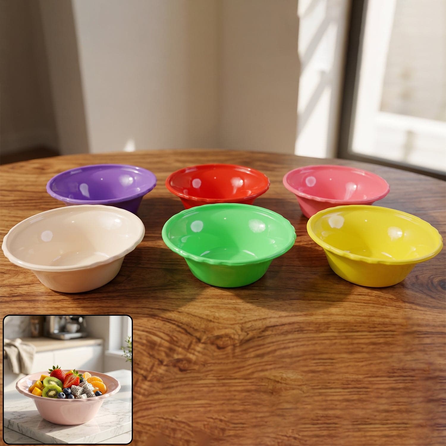 Plastic Serving Bowl Set the Bright, Durable & Unbreakable for Everyday Use thumbnail 1