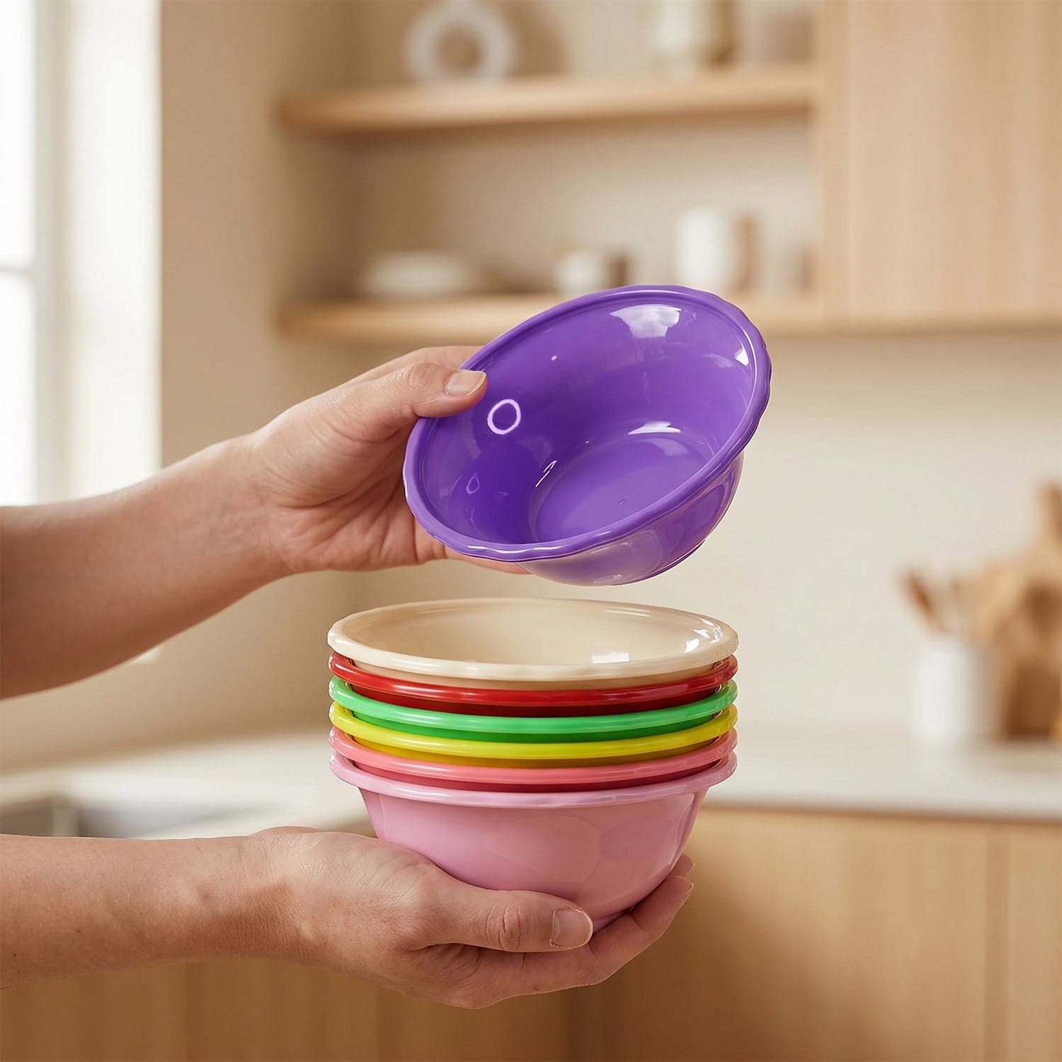 Plastic Serving Bowl Set the Bright, Durable & Unbreakable for Everyday Use thumbnail 7