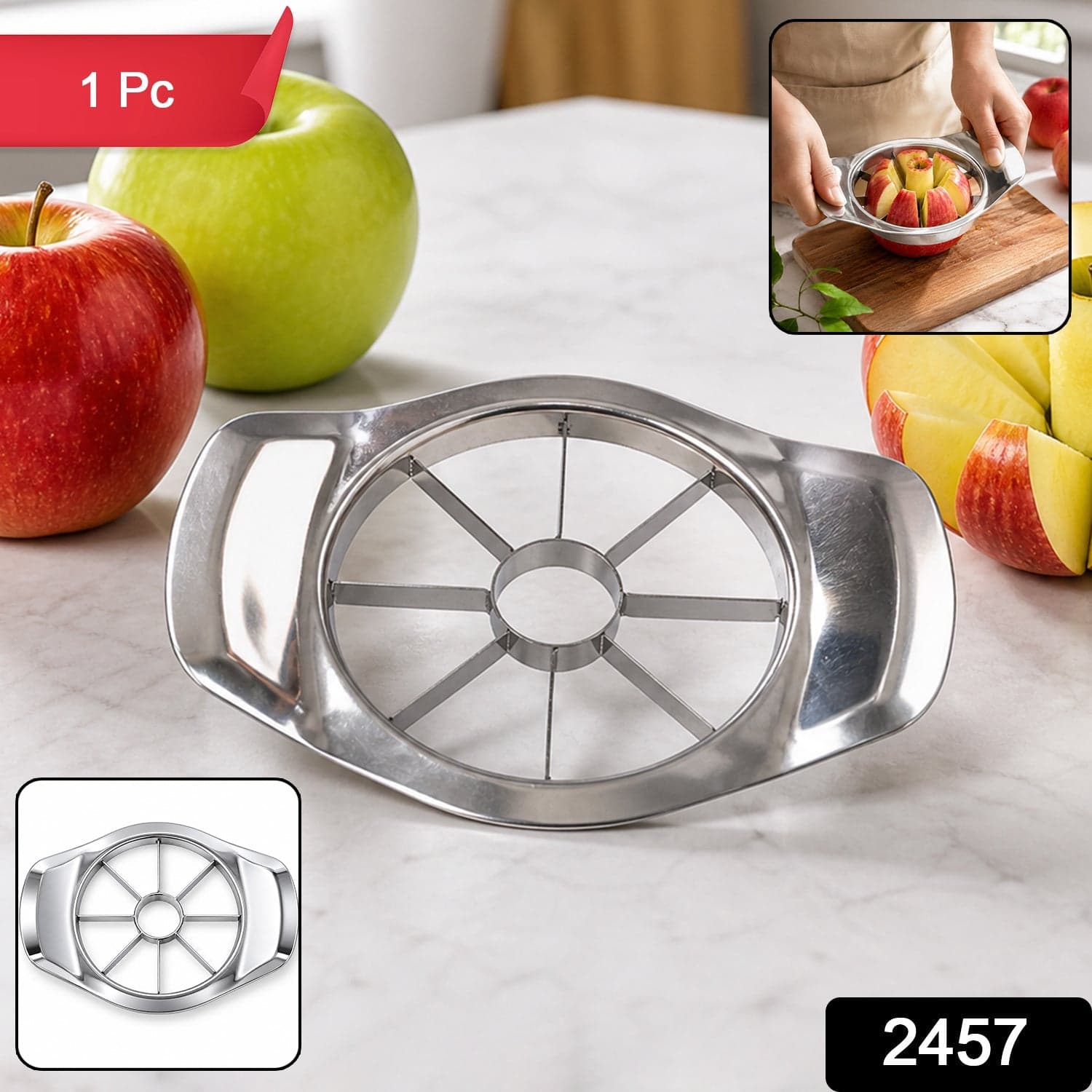 Apple Shape Stainless Steel Apple Slicer & Corer the Effortless Fruit Wedges thumbnail 2