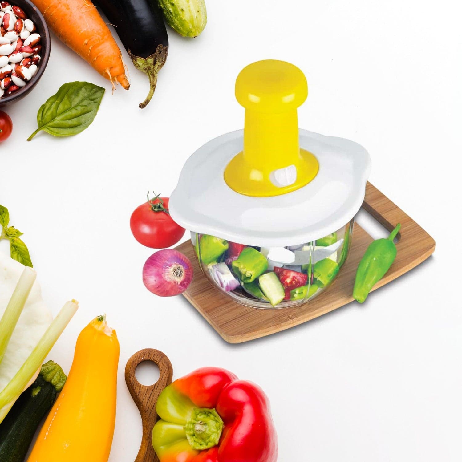 Hand Press Fruits And Vegetable 2 In 1 Push Chopper For Kitchen thumbnail 1