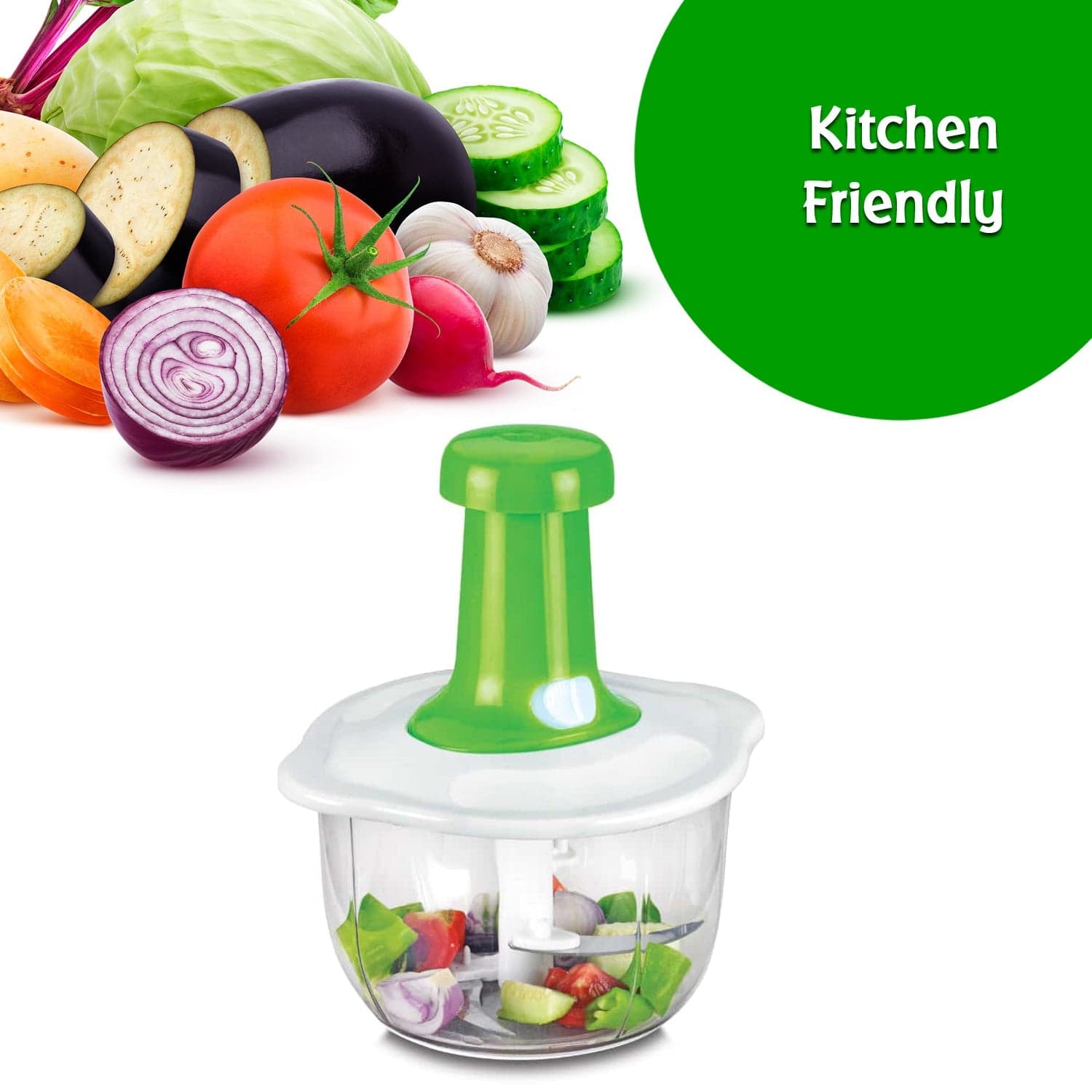 Hand Press Fruits And Vegetable 2 In 1 Push Chopper For Kitchen thumbnail 3