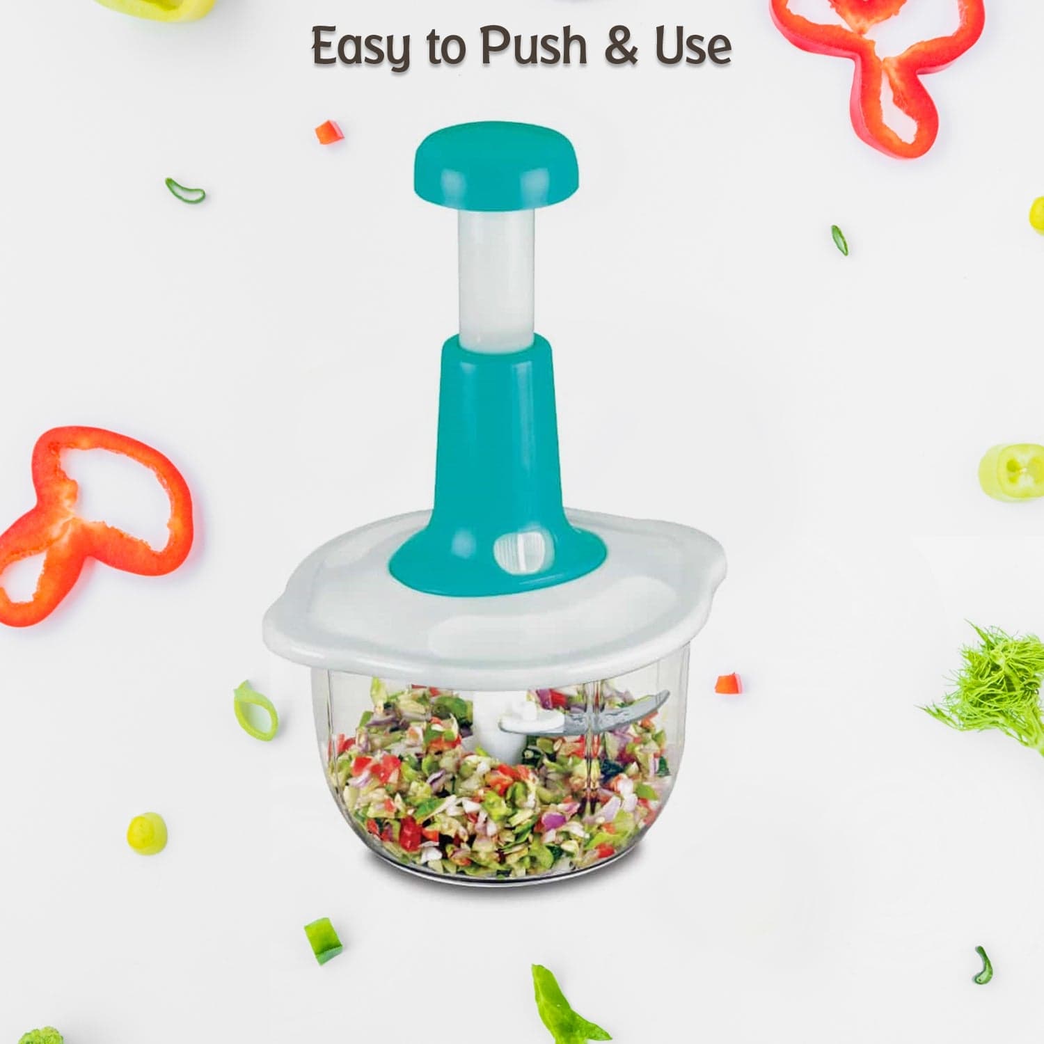 Hand Press Fruits And Vegetable 2 In 1 Push Chopper For Kitchen thumbnail 5