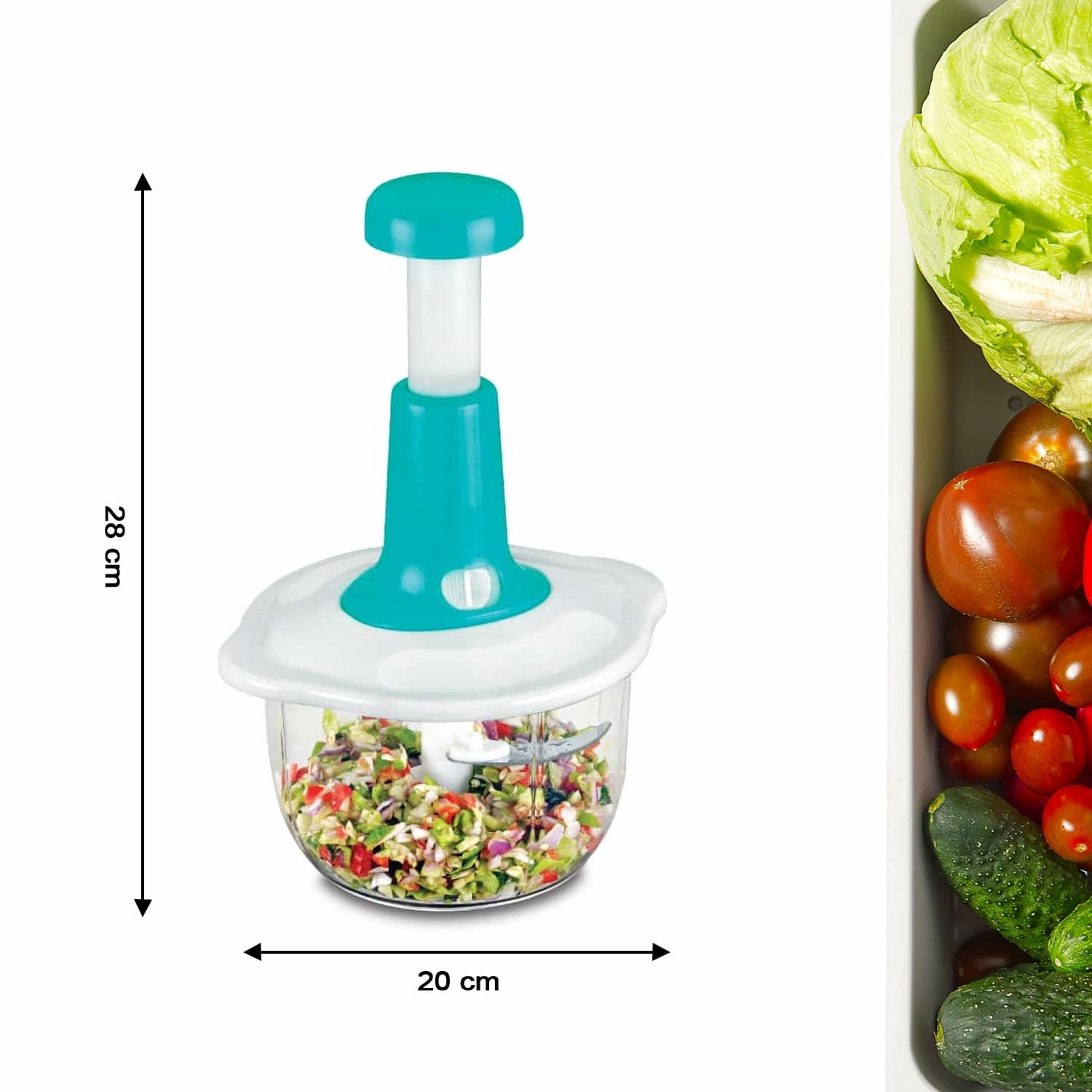 Hand Press Fruits And Vegetable 2 In 1 Push Chopper For Kitchen thumbnail 7