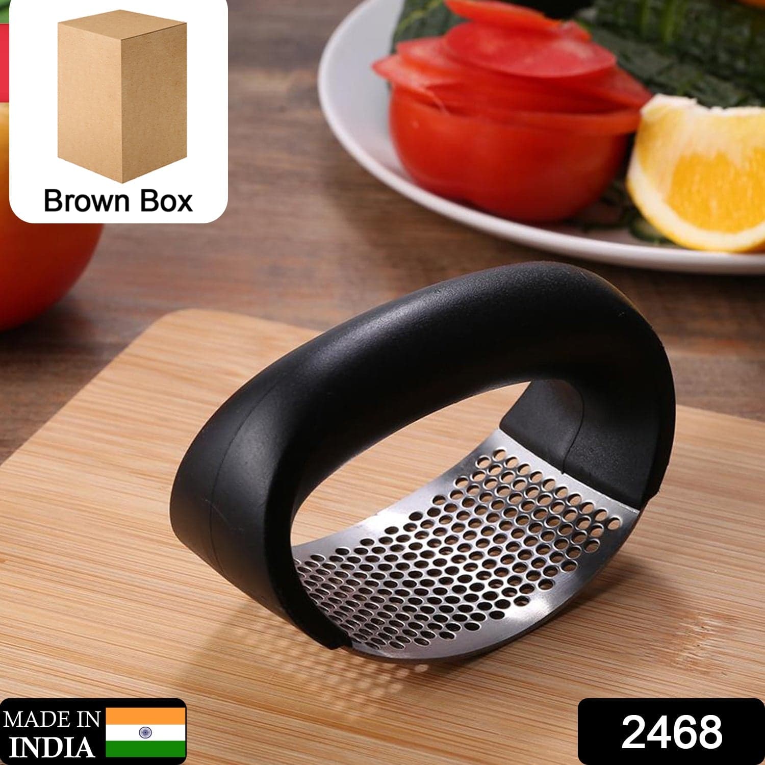 Stainless Steel Garlic Press Crusher for Kitchen thumbnail 2