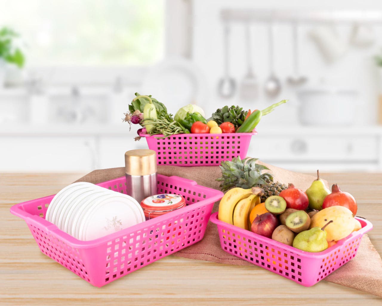 Plastic Multiple Size Cane Fruit Baskets (3 Size Large, Medium, Small) thumbnail 1