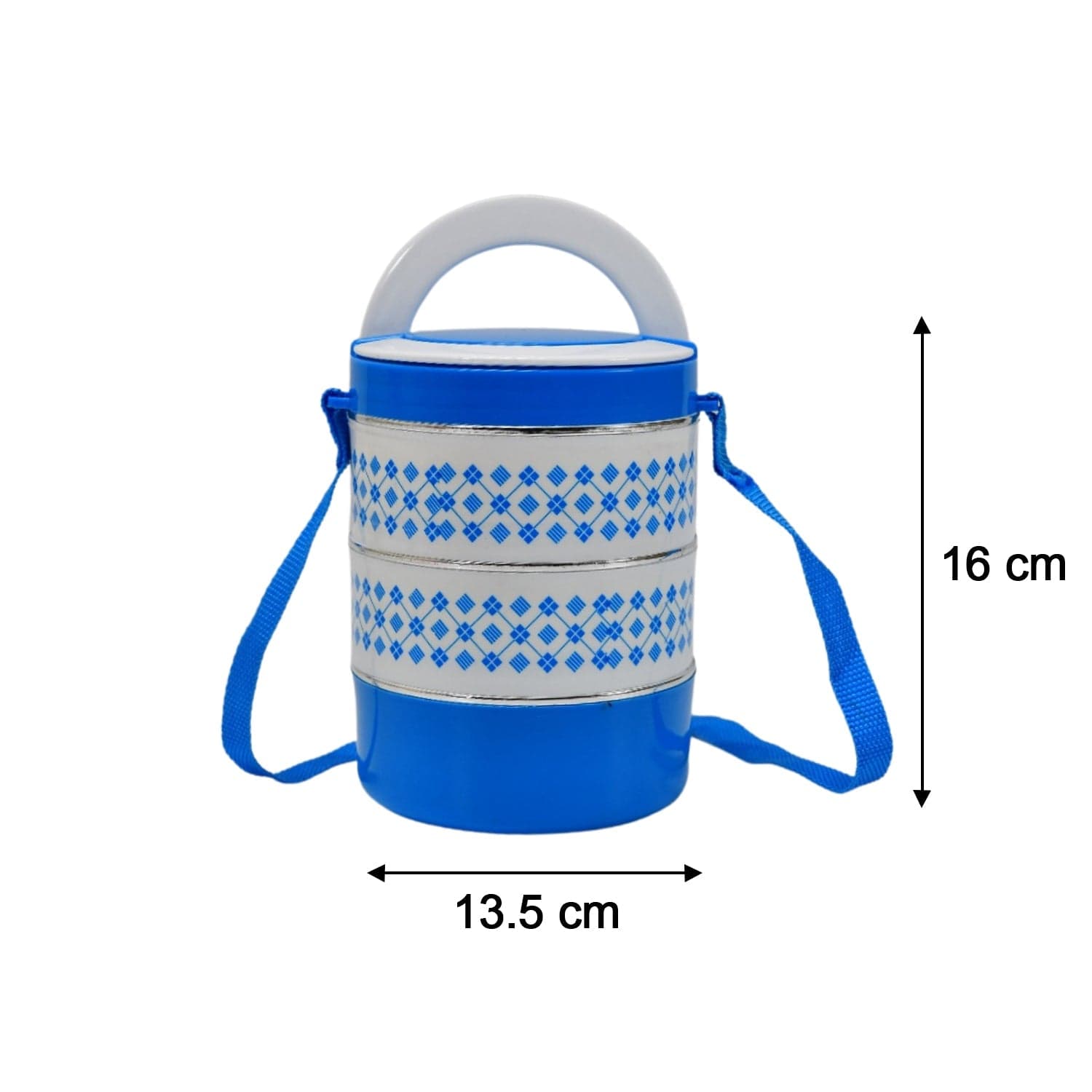 3 layer Adjustable Insulated Tiffin Set of 1, Blue 3 Containers Lunch Box thumbnail 13