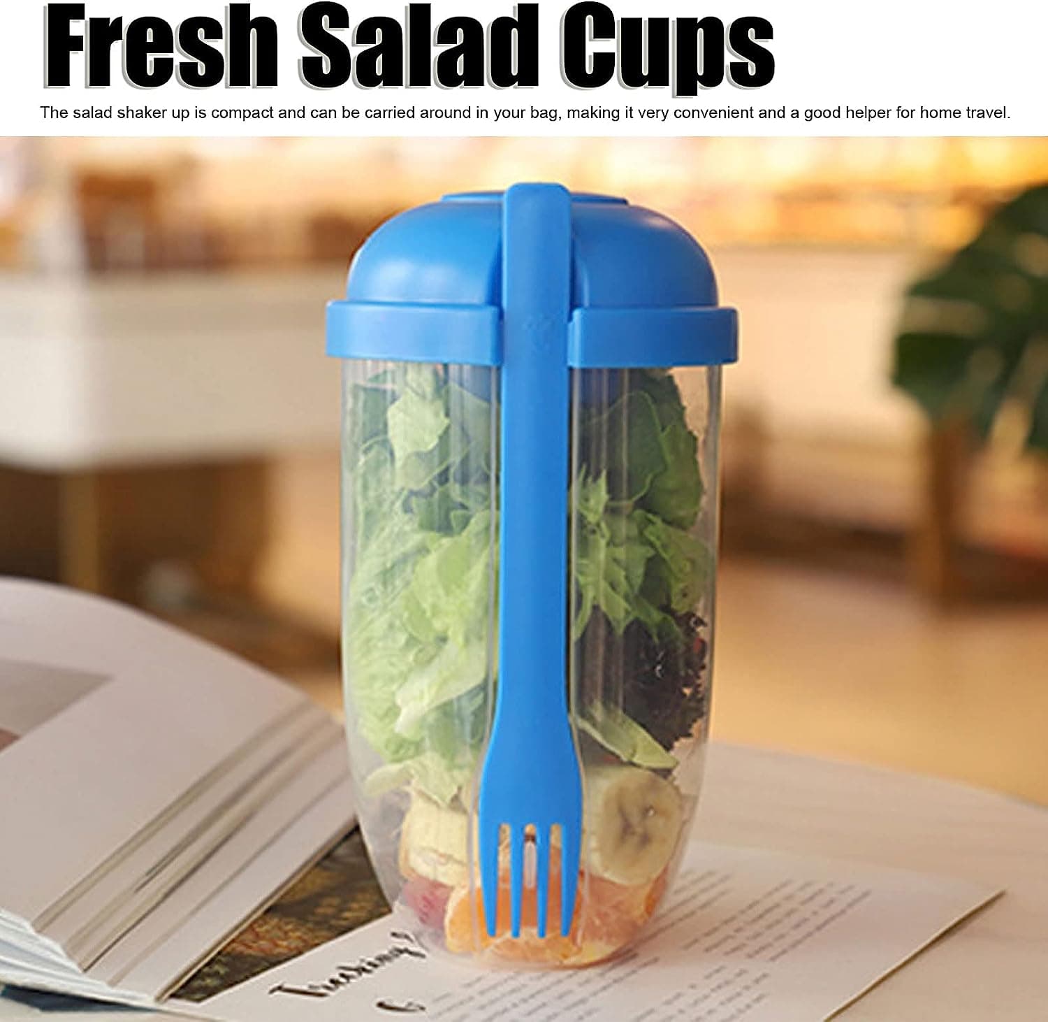 Fruit and Vegetable Salad Cups Easy Clean Salad Mixing Cup for Business People for Business Travel (1Pc) thumbnail 5