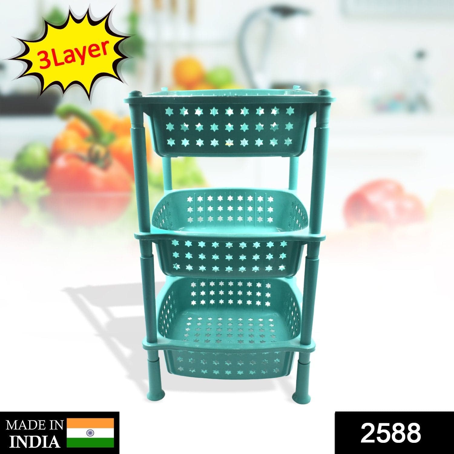 3 layer round Kitchen Trolley Basket ( MOQ :- 6 Pc) thumbnail 2