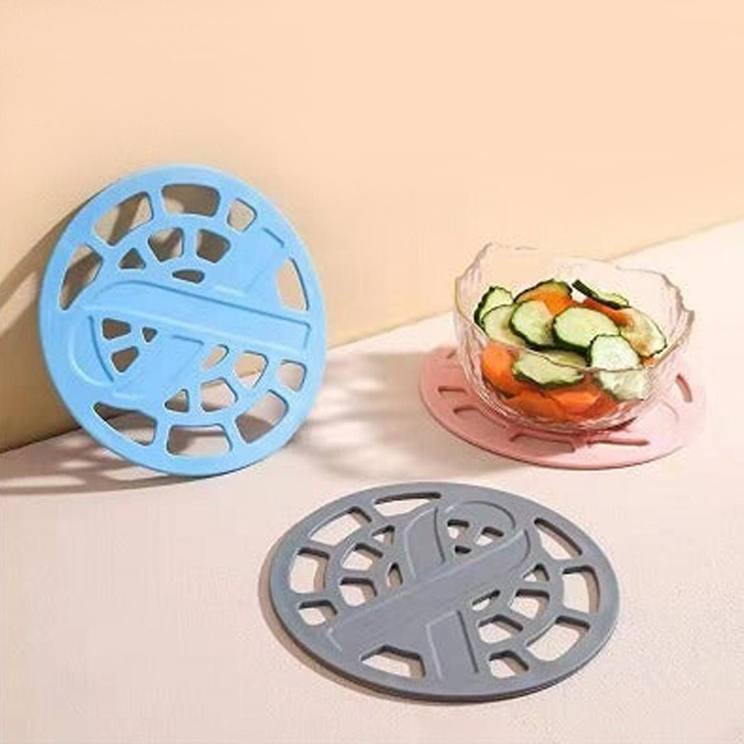 1Pc Silicone Fancy Coaster for holding bowls and utensils including all kitchen purposes. thumbnail 1