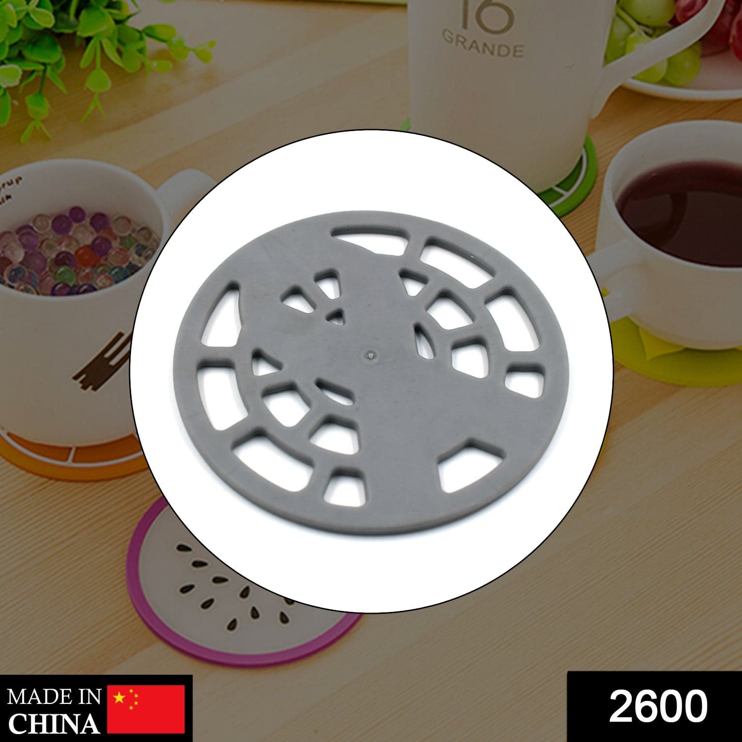 1Pc Silicone Fancy Coaster for holding bowls and utensils including all kitchen purposes. thumbnail 2