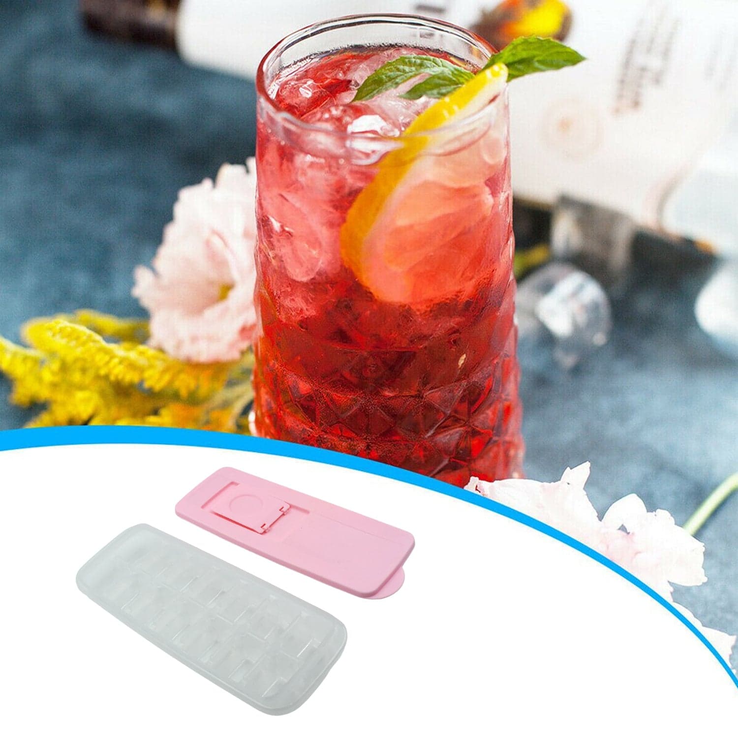 Ice Cube Trays Ice Tray Food Grade Flexible Silicone Ice Cube Tray Molds With Lids thumbnail 5