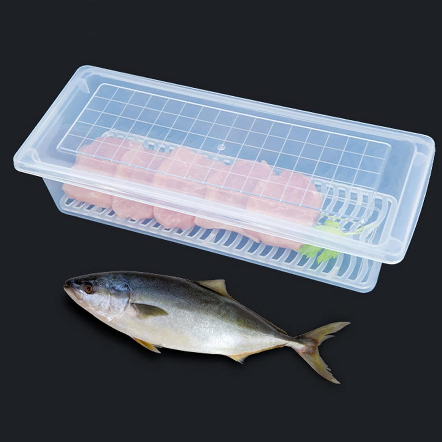 Food Storage Container with Removable Drain Plate and Lid, 1500 ml (Pack of 1 Pc) thumbnail 1