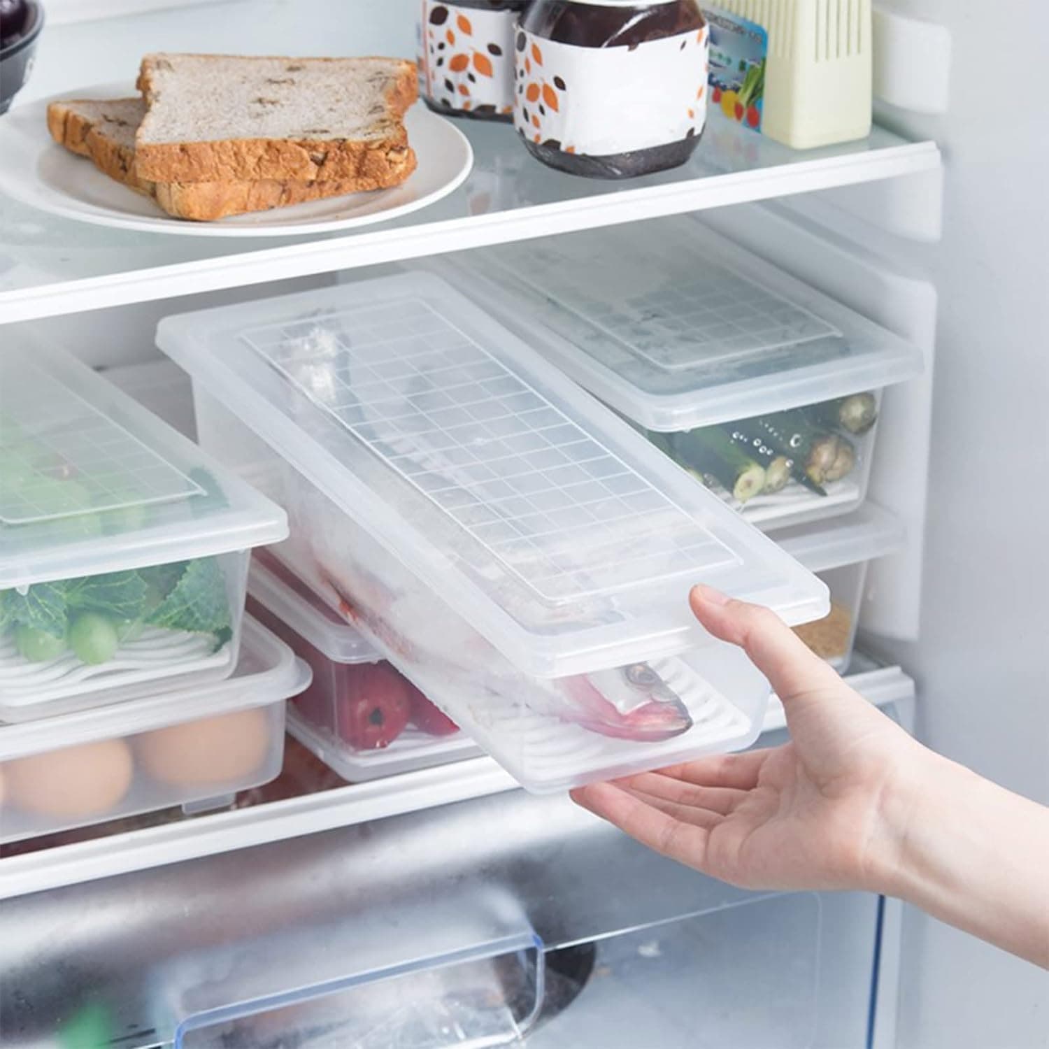 Food Storage Container with Removable Drain Plate and Lid, 1500 ml (Pack of 1 Pc) thumbnail 9