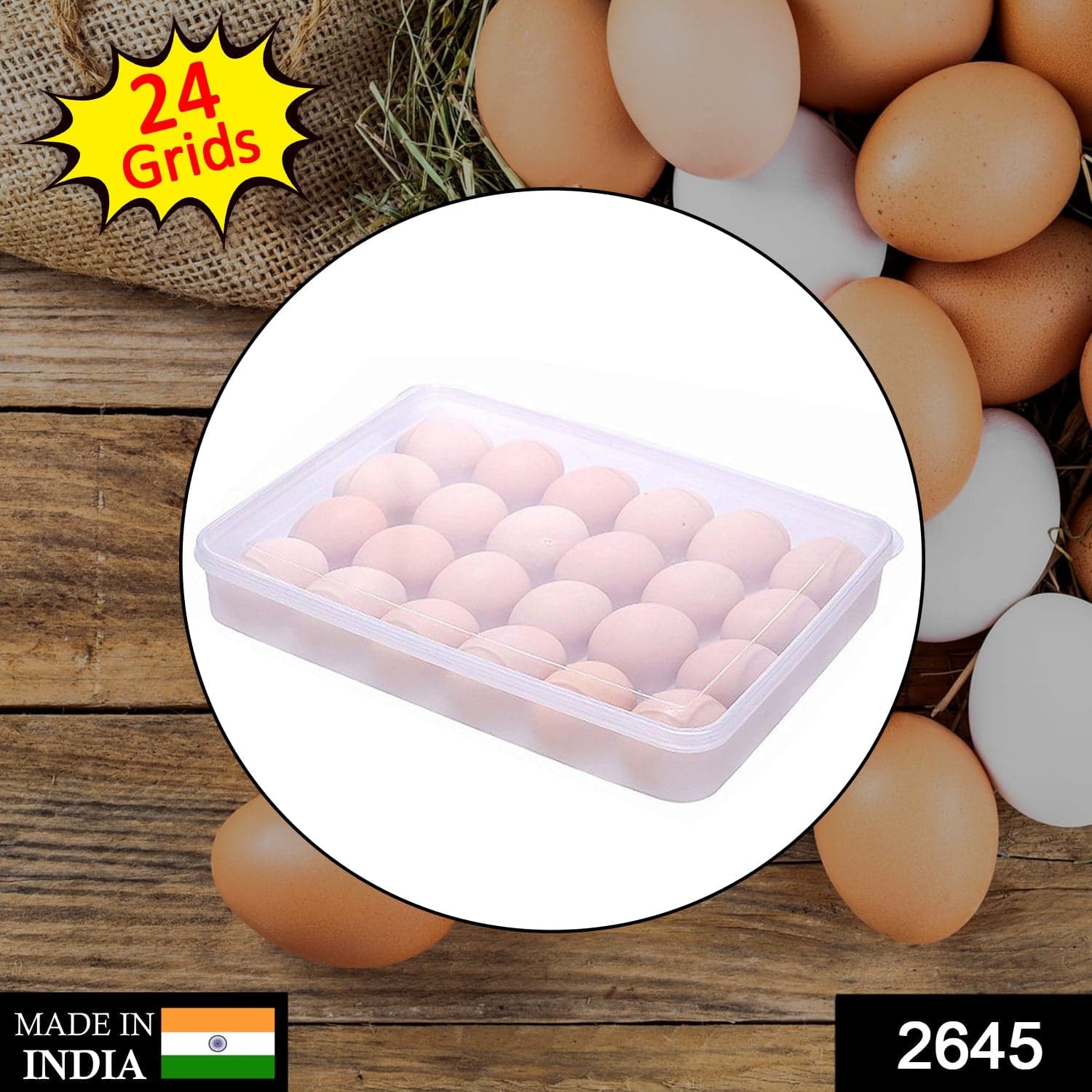 24 Grids Plastic Egg Box Container Holder Tray for Fridge with Lid for 2 Dozen Egg Tray thumbnail 2