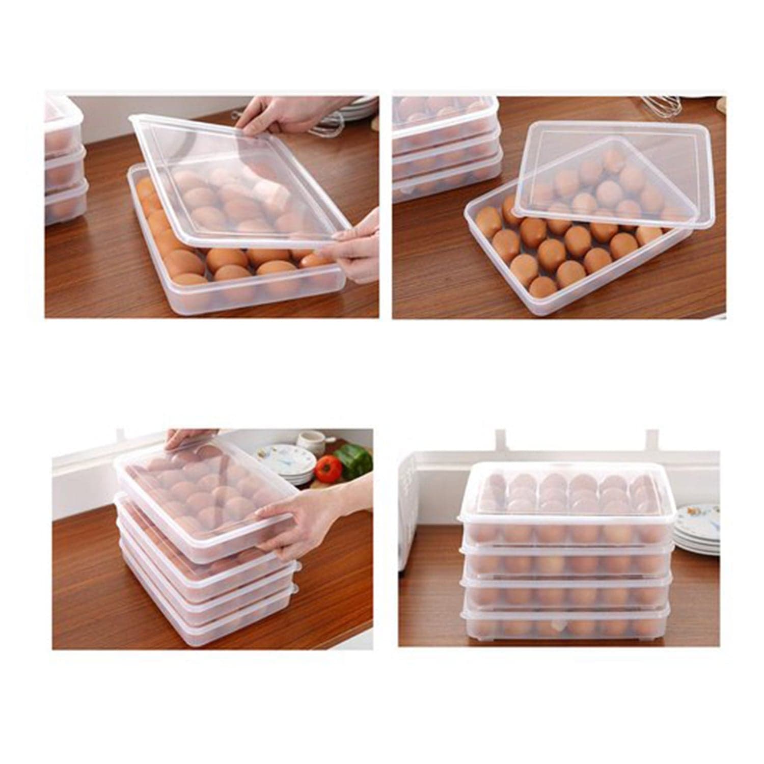24 Grids Plastic Egg Box Container Holder Tray for Fridge with Lid for 2 Dozen Egg Tray thumbnail 3