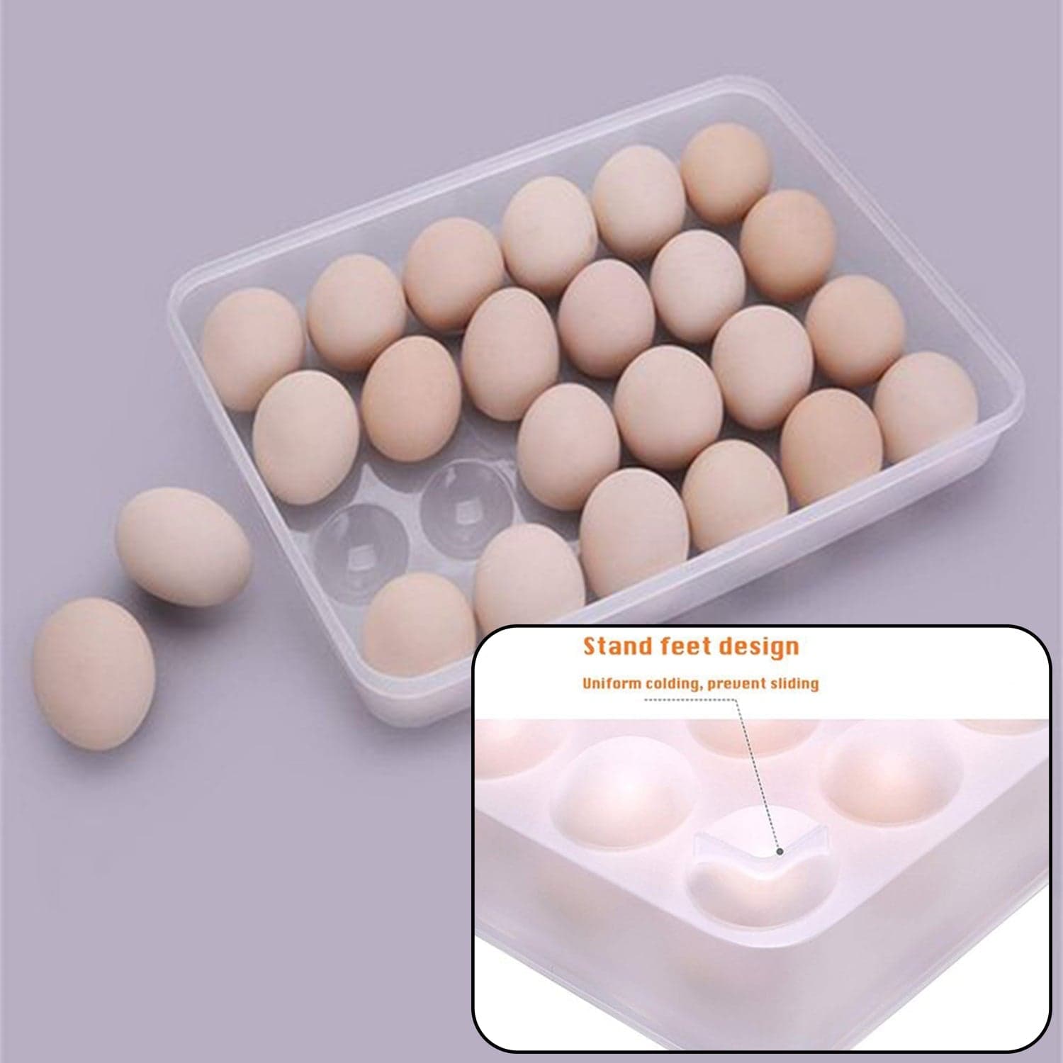 24 Grids Plastic Egg Box Container Holder Tray for Fridge with Lid for 2 Dozen Egg Tray thumbnail 6