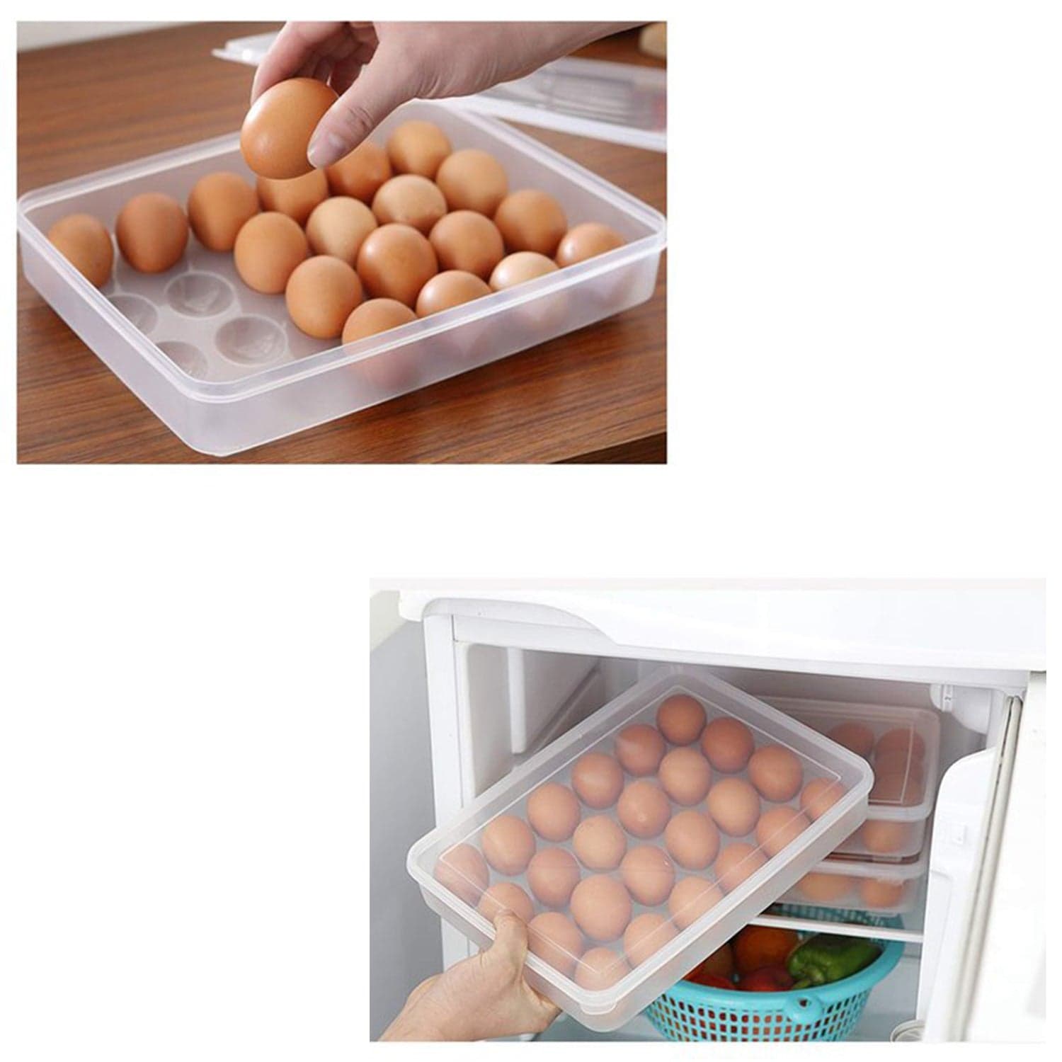 24 Grids Plastic Egg Box Container Holder Tray for Fridge with Lid for 2 Dozen Egg Tray thumbnail 7