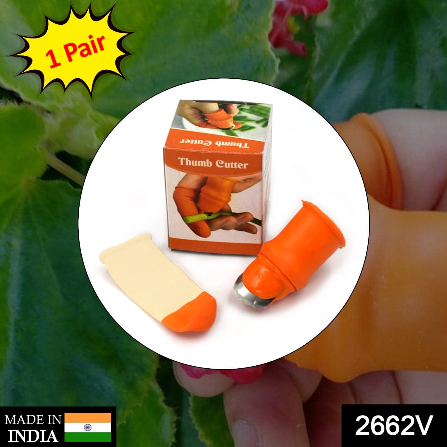 1 Pair V Thumb Cutter With Box Of Handy Peeler For Fruits & Vegetables thumbnail 2