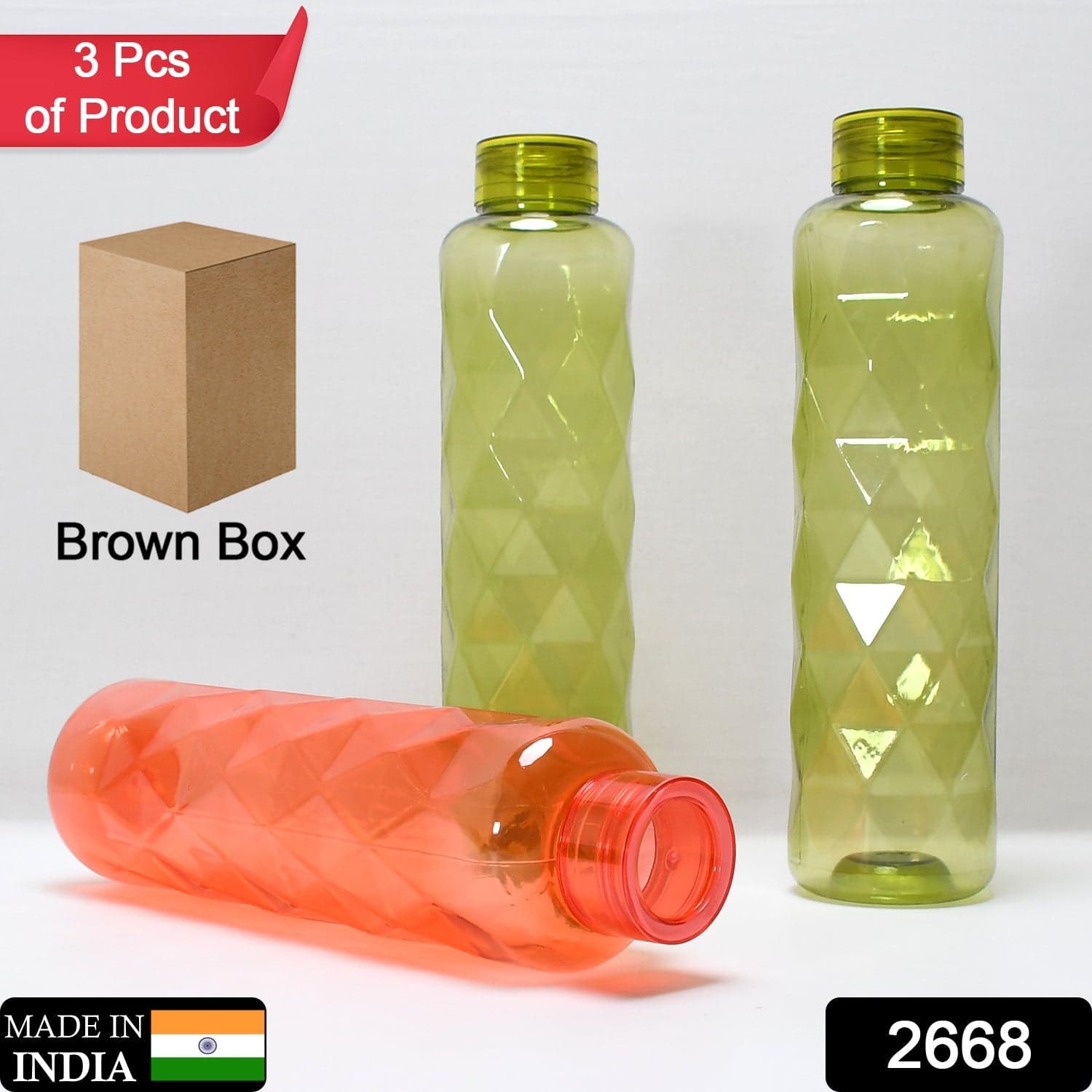 3Pc Set Diamond Cut Bottle Used for storing water and beverages purposes for people. thumbnail 2