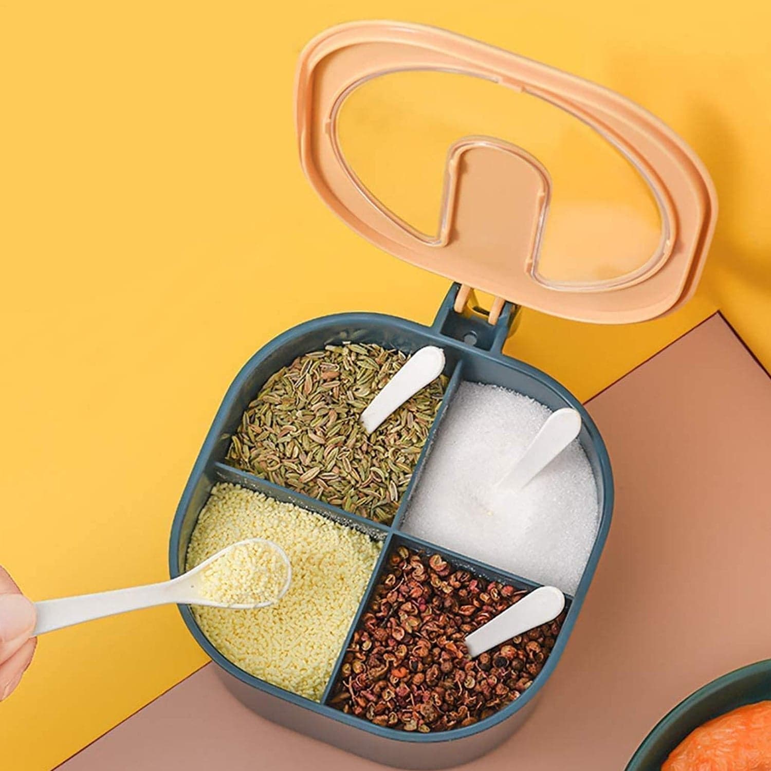 Fancy 4-Section Masala Box for Kitchen Storage (Spice Container) thumbnail 3