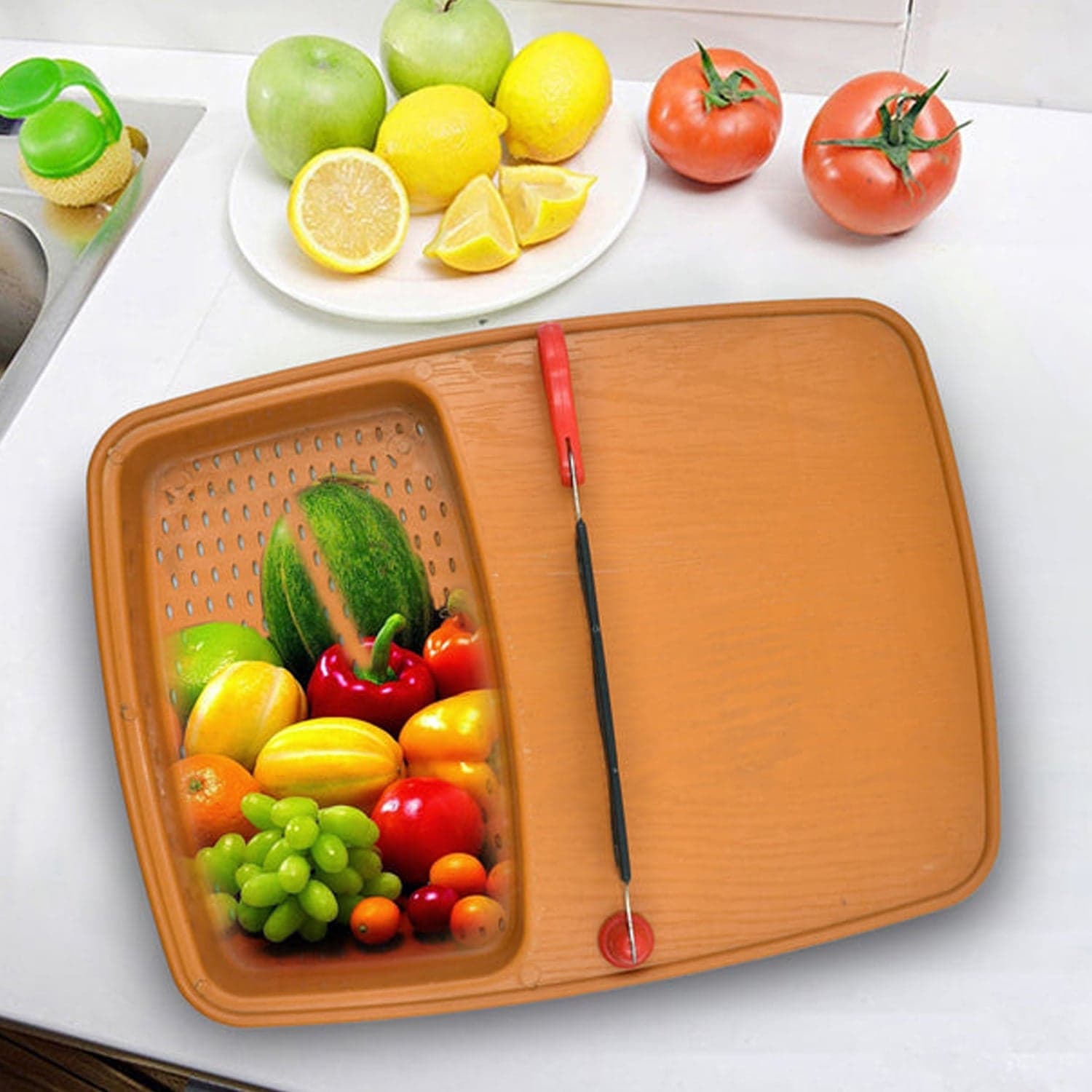 Cut & Wash Box & Tray of Versatile Kitchen Tool for Fruits & Vegetables thumbnail 6