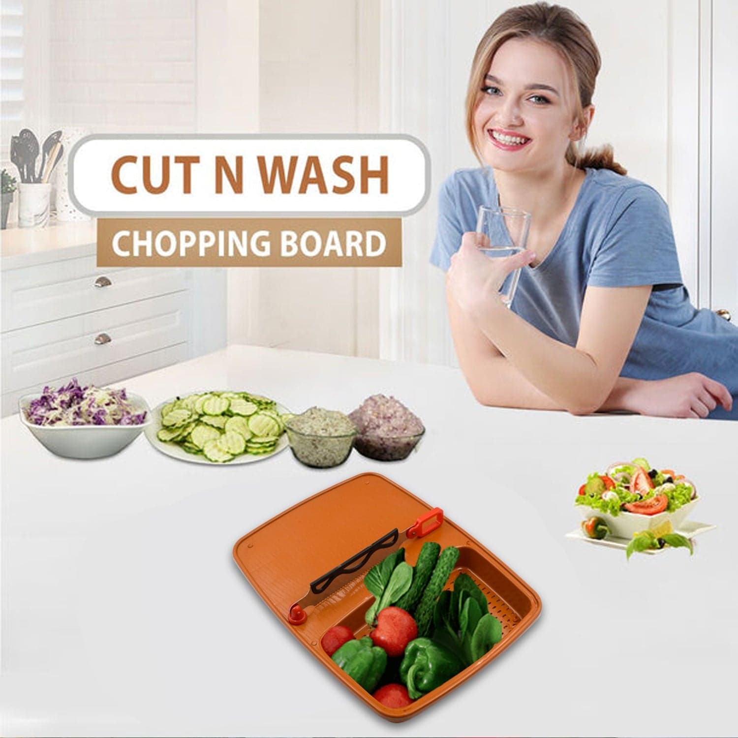 Cut & Wash Box & Tray of Versatile Kitchen Tool for Fruits & Vegetables thumbnail 8