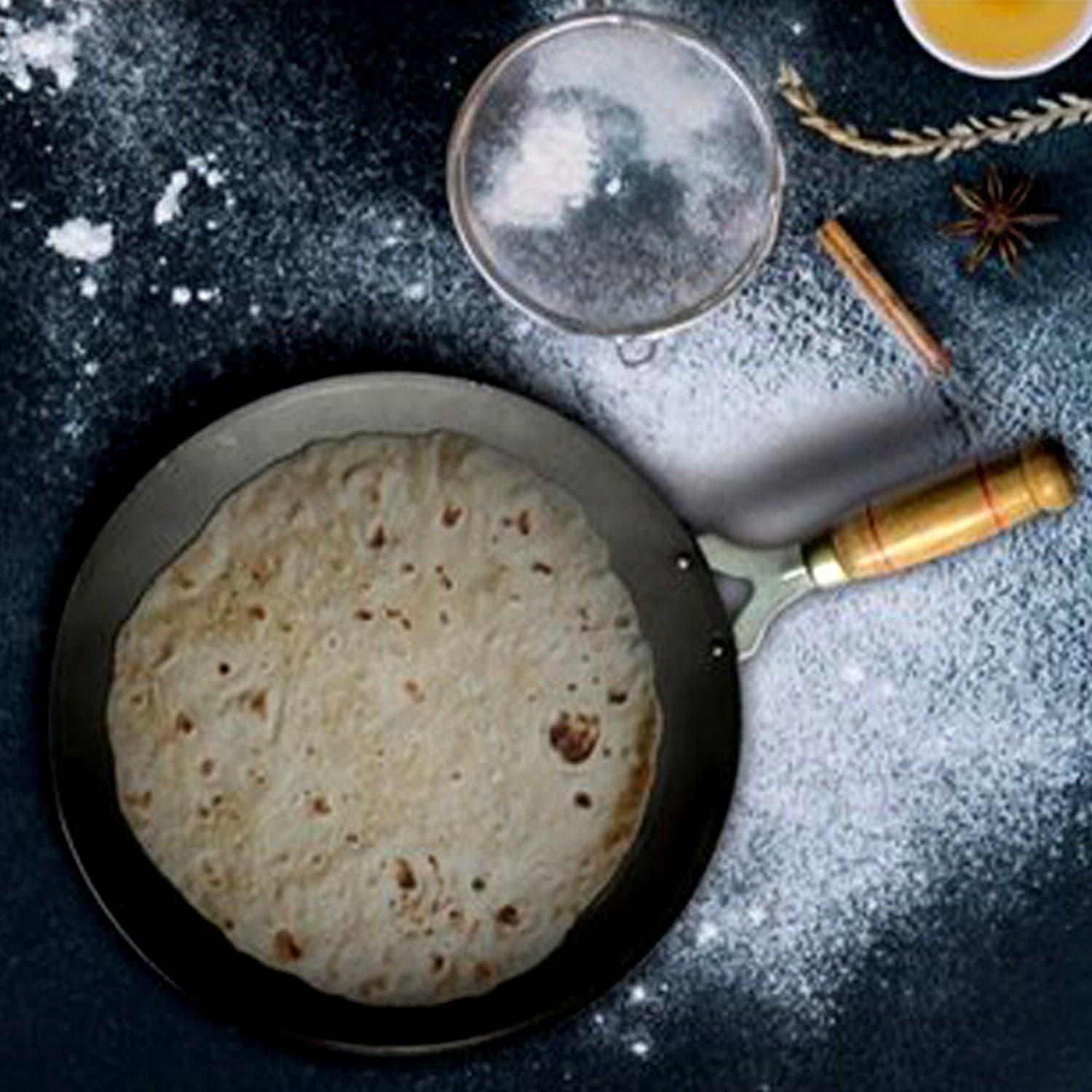 Wooden Handle Roti Tawa used in all household and kitchen purposes for making rotis and parathas nonstick tawa etc. thumbnail 3