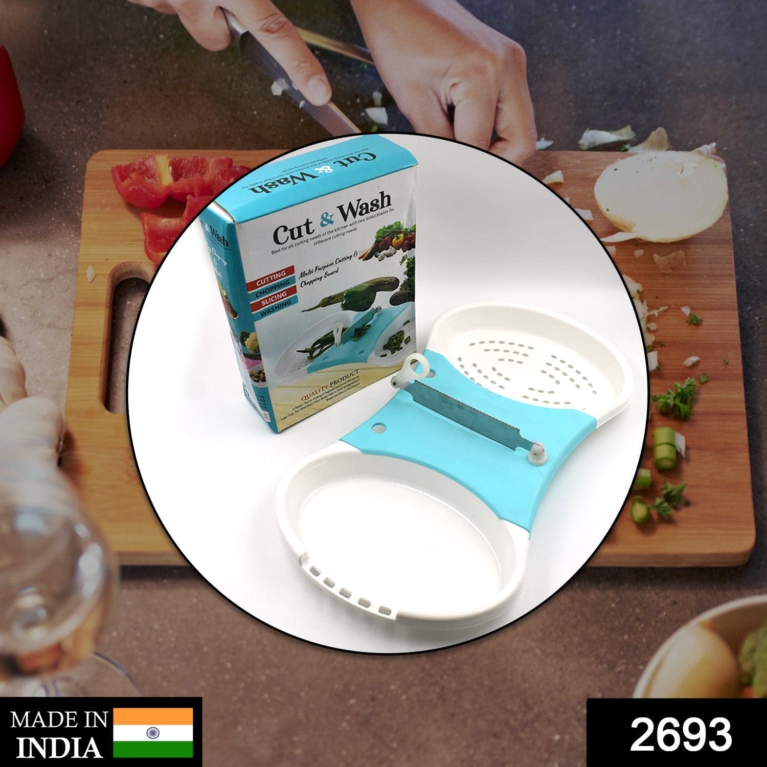 Adjustable Cut N Wash used in all kinds of household and kitchen purposes for cutting and washing simultaneously of vegetables and fruits etc. thumbnail 2