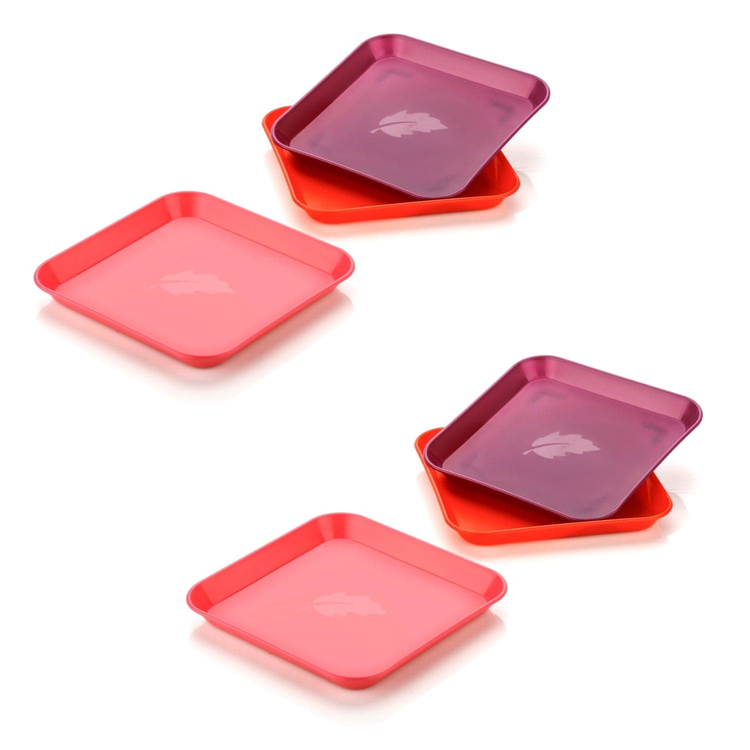 Square Plastic Dinner Plate Set (Set of 6 Pcs) Colorful Snacks / Breakfast Plate thumbnail 4