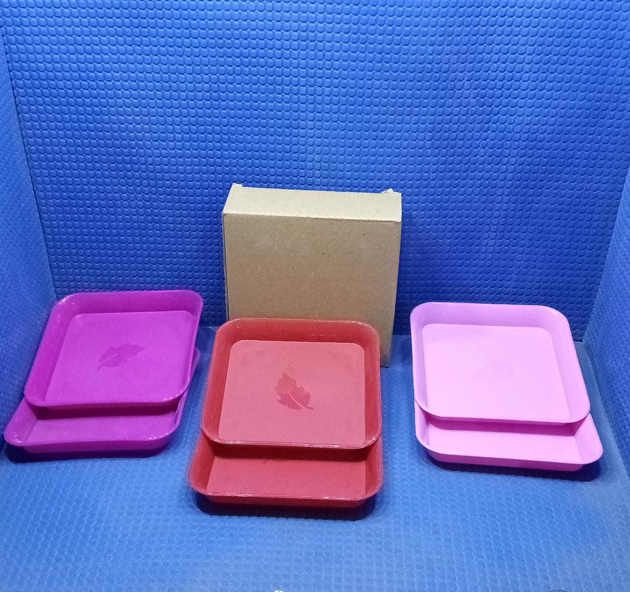 Square Plastic Dinner Plate Set (Set of 6 Pcs) Colorful Snacks / Breakfast Plate thumbnail 8