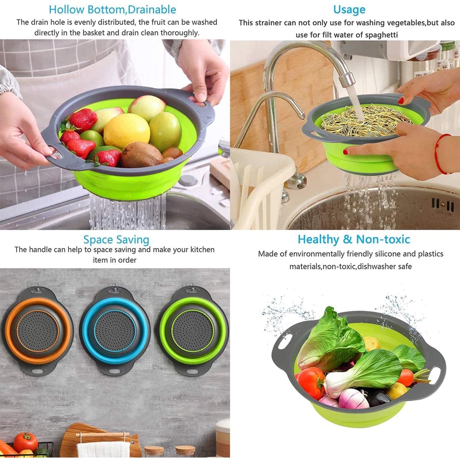 Round Sili Strain used in all kinds of household and official kitchen purposes as a Foldable utensil. thumbnail 3