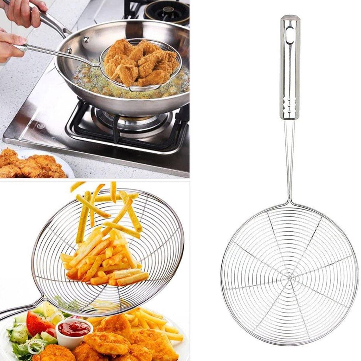 Mini Oil Strainer To Get Perfect Fried Food Stuffs Easily Without Any Problem And Damage. thumbnail 1