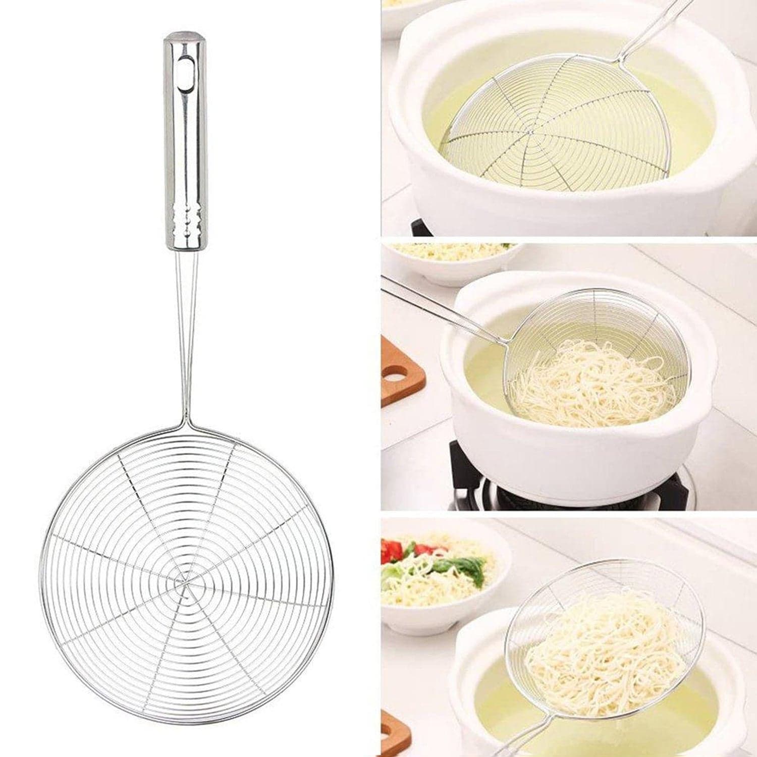 Mini Oil Strainer To Get Perfect Fried Food Stuffs Easily Without Any Problem And Damage. thumbnail 3