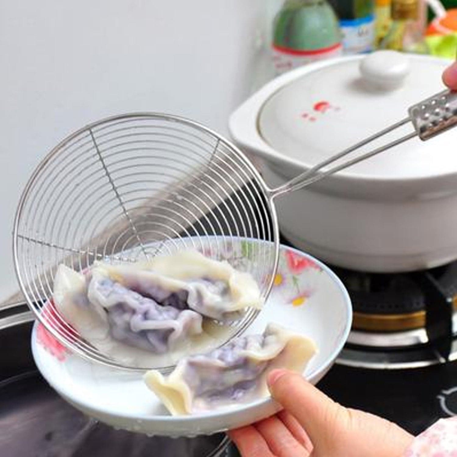 Small Oil Strainer To Get Perfect Fried Food Stuffs Easily Without Any Problem And Damage. thumbnail 6