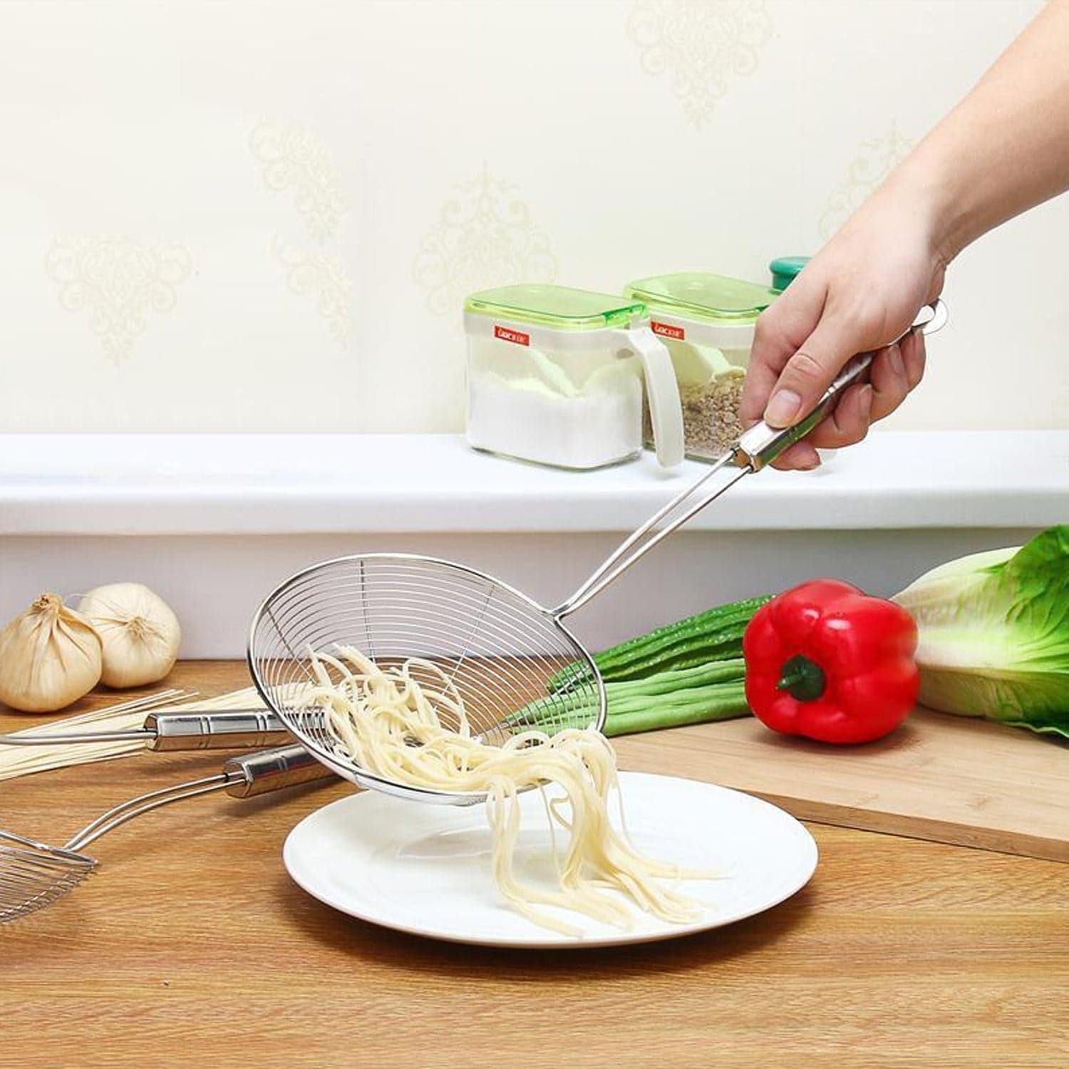 Medium Oil Strainer To Get Perfect Fried Food Stuffs Easily Without Any Problem And Damage. thumbnail 6